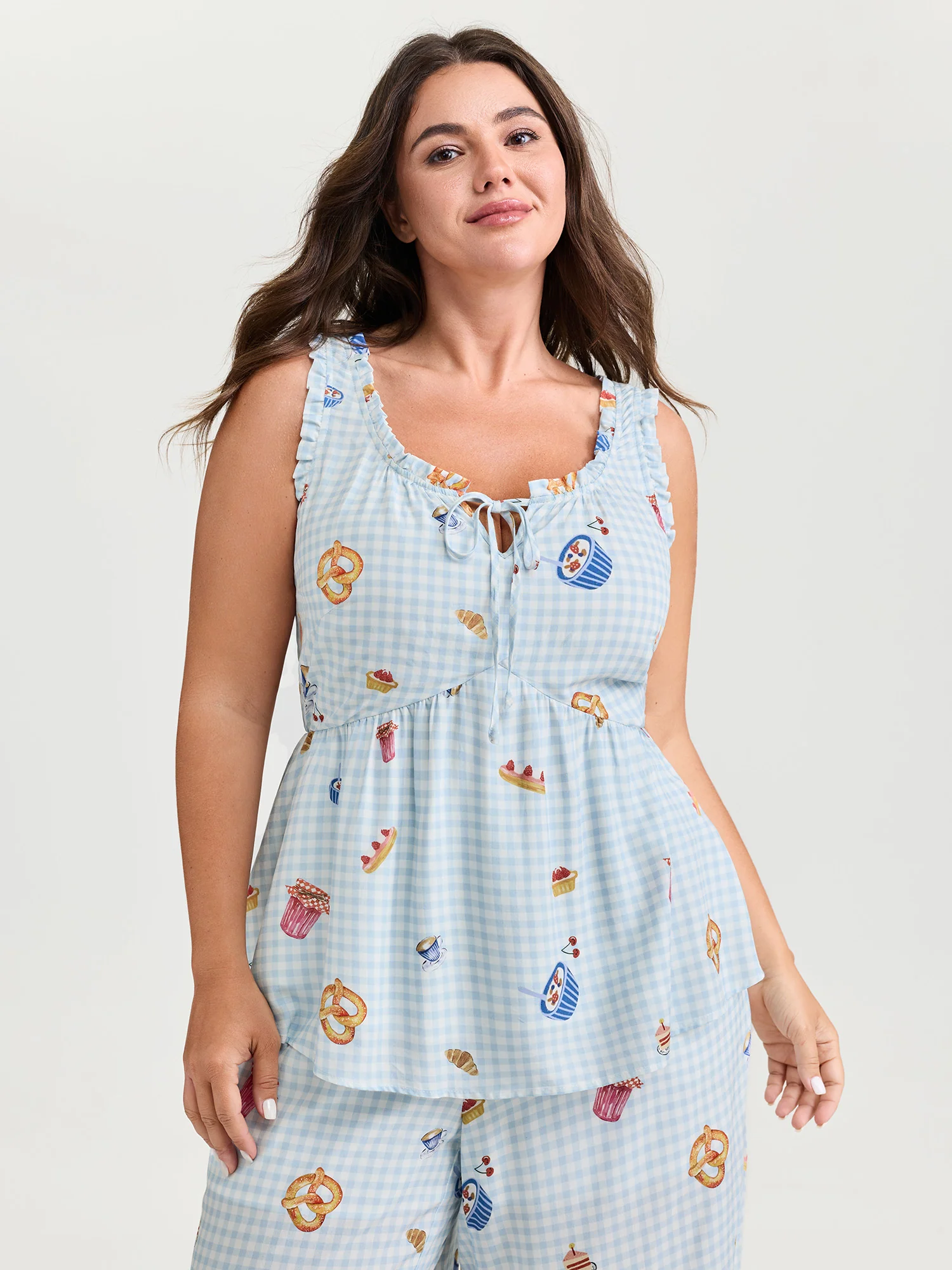 Pretzel Coffee Print Drawstring Lounge Set - Image 2