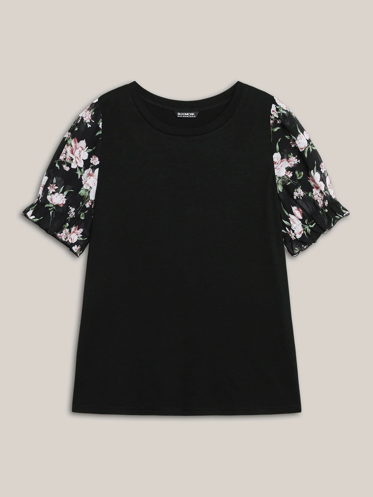 Printed Puff Sleeve Crew Neck T-Shirt - Image 6