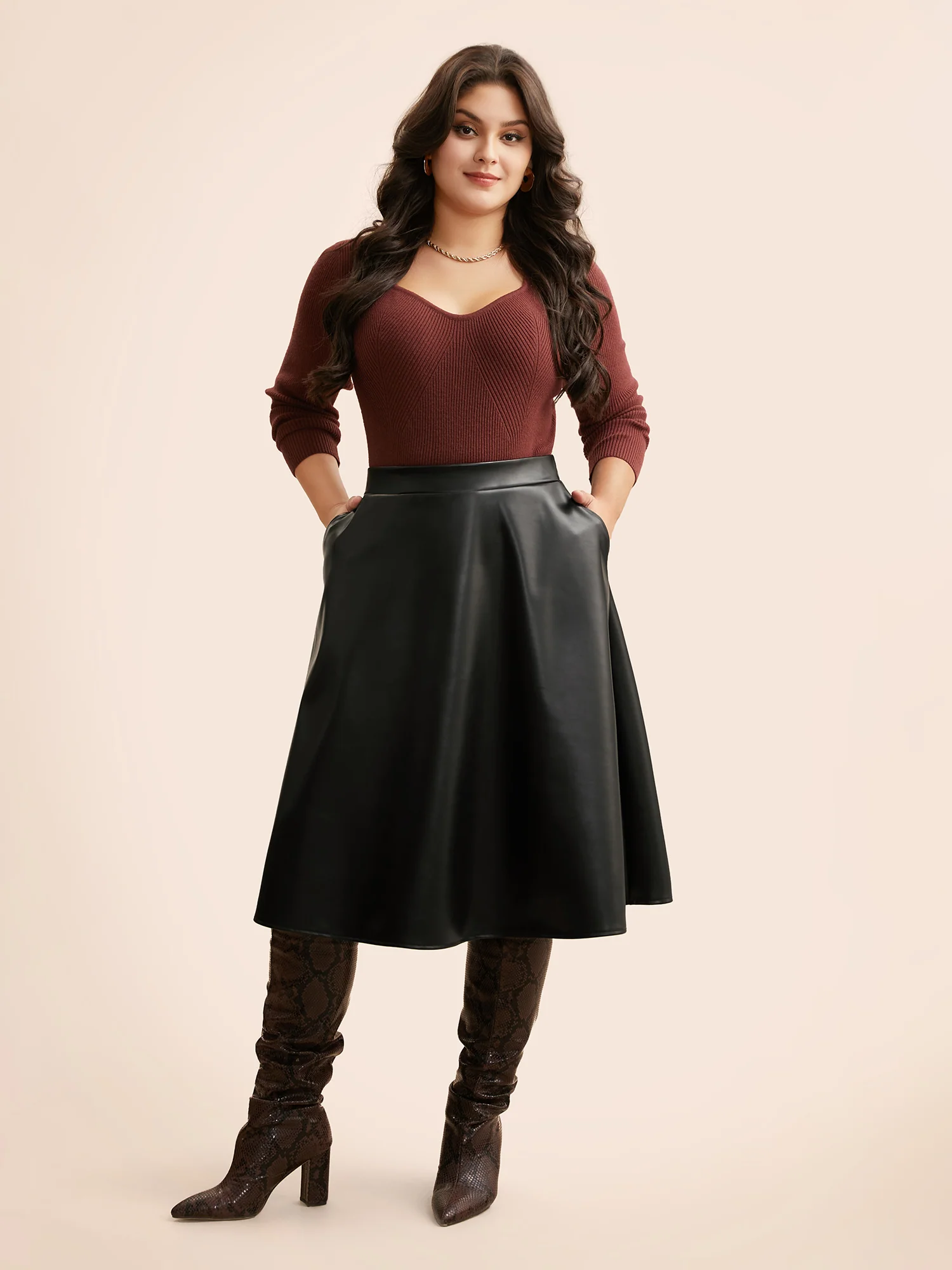 PU Leather A-Line Skirt - Image 2