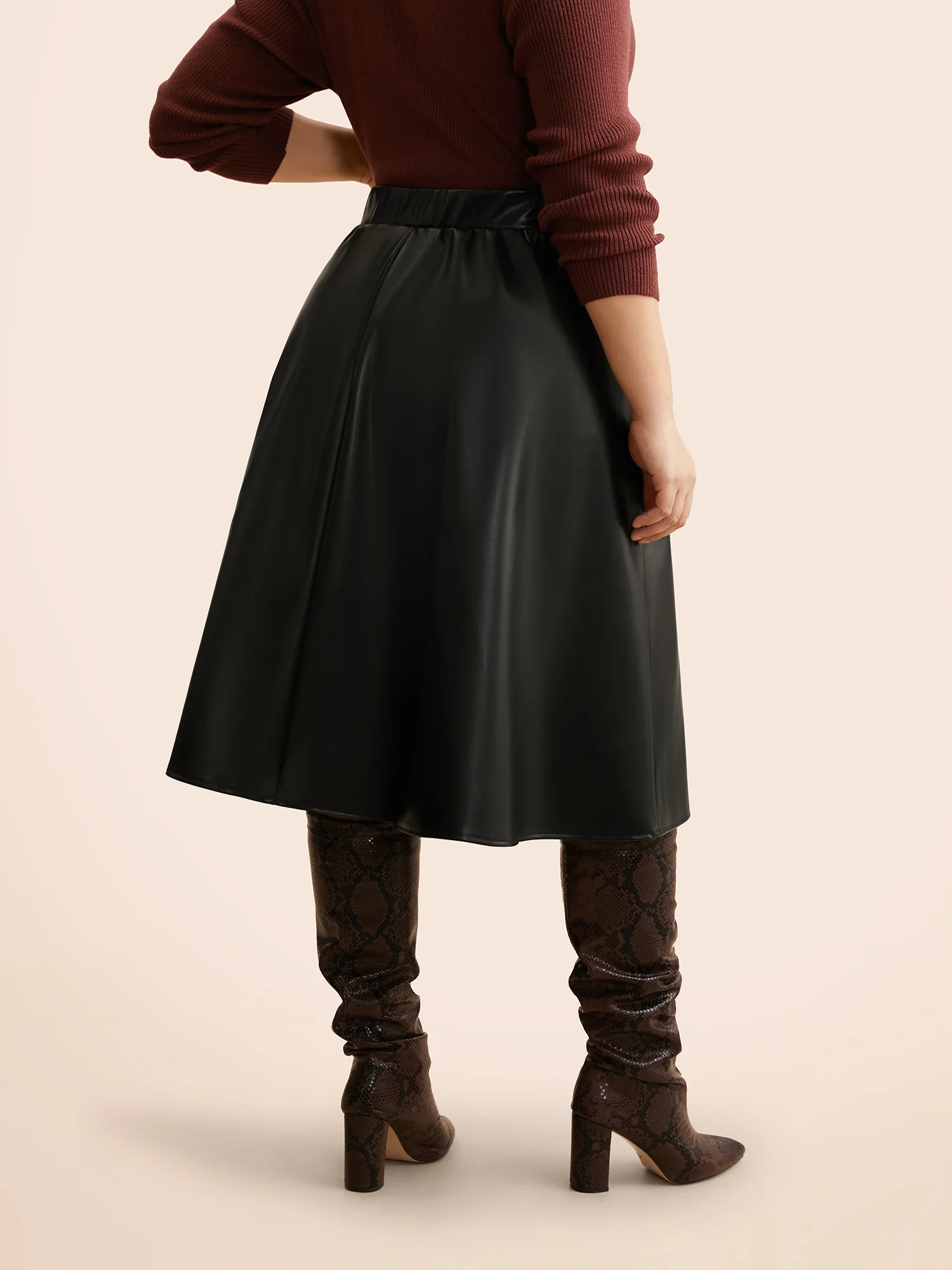 PU Leather A-Line Skirt - Image 3