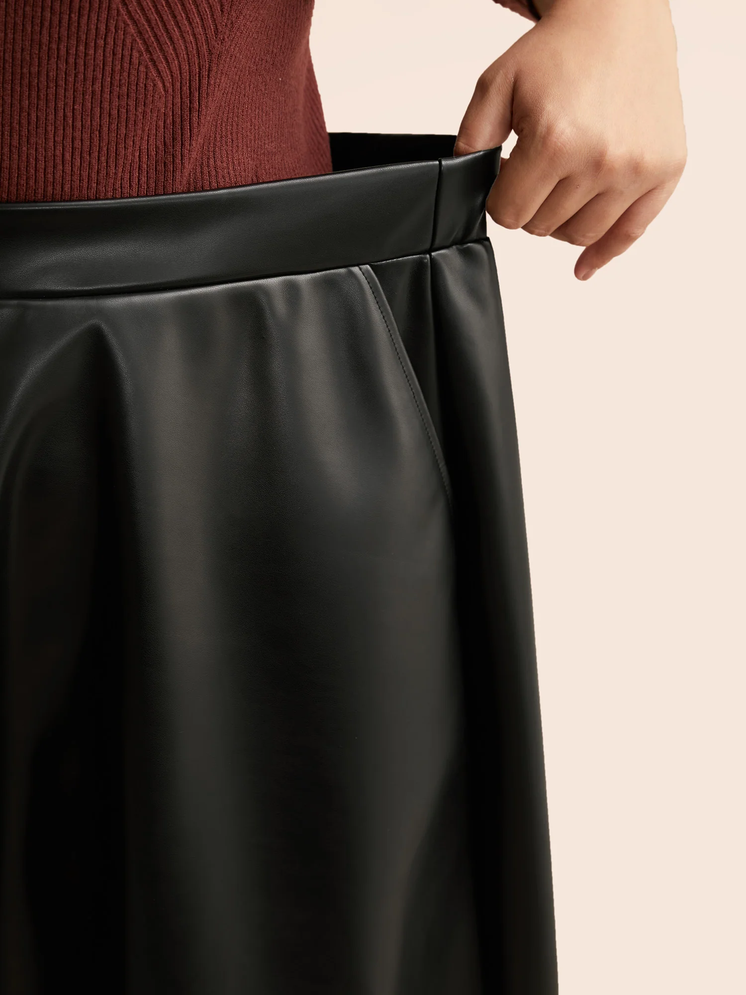 PU Leather A-Line Skirt - Image 4