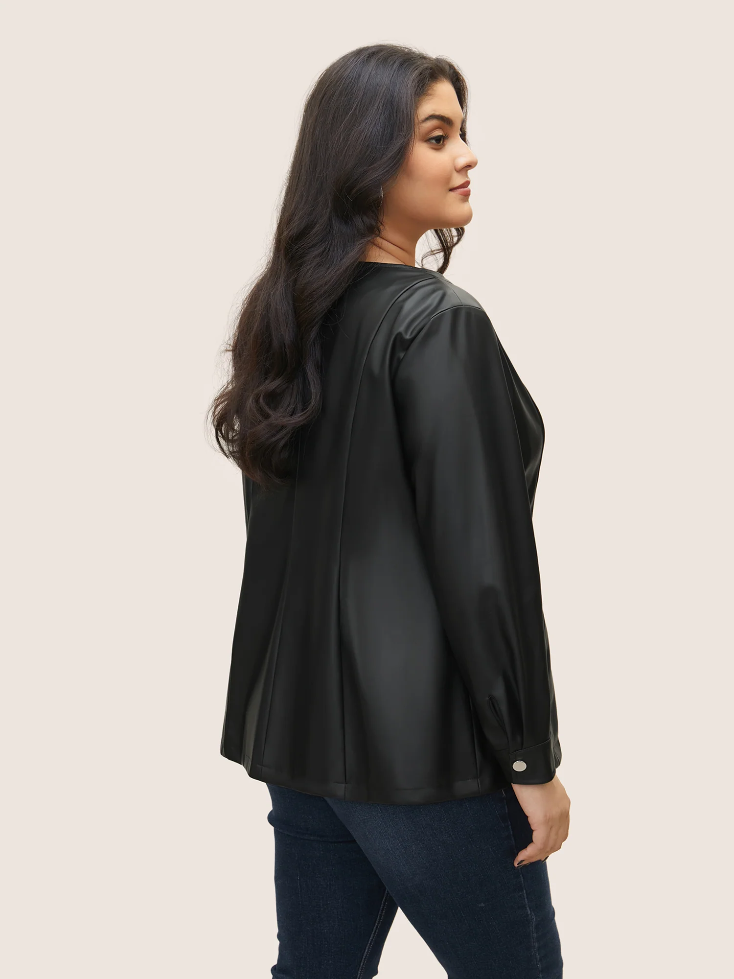 PU Leather Pocket Zipper Jacket - Image 2