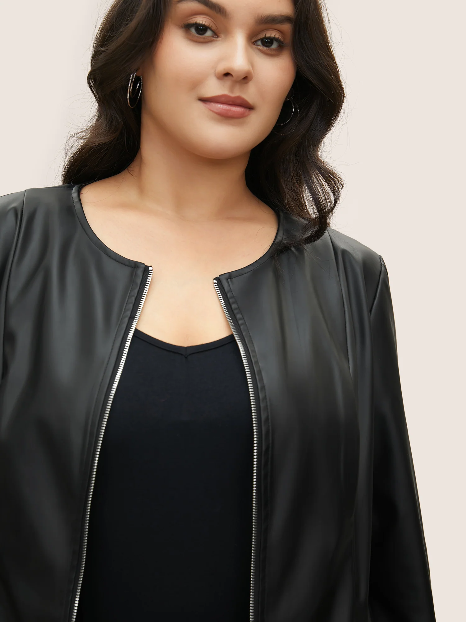 PU Leather Pocket Zipper Jacket - Image 4