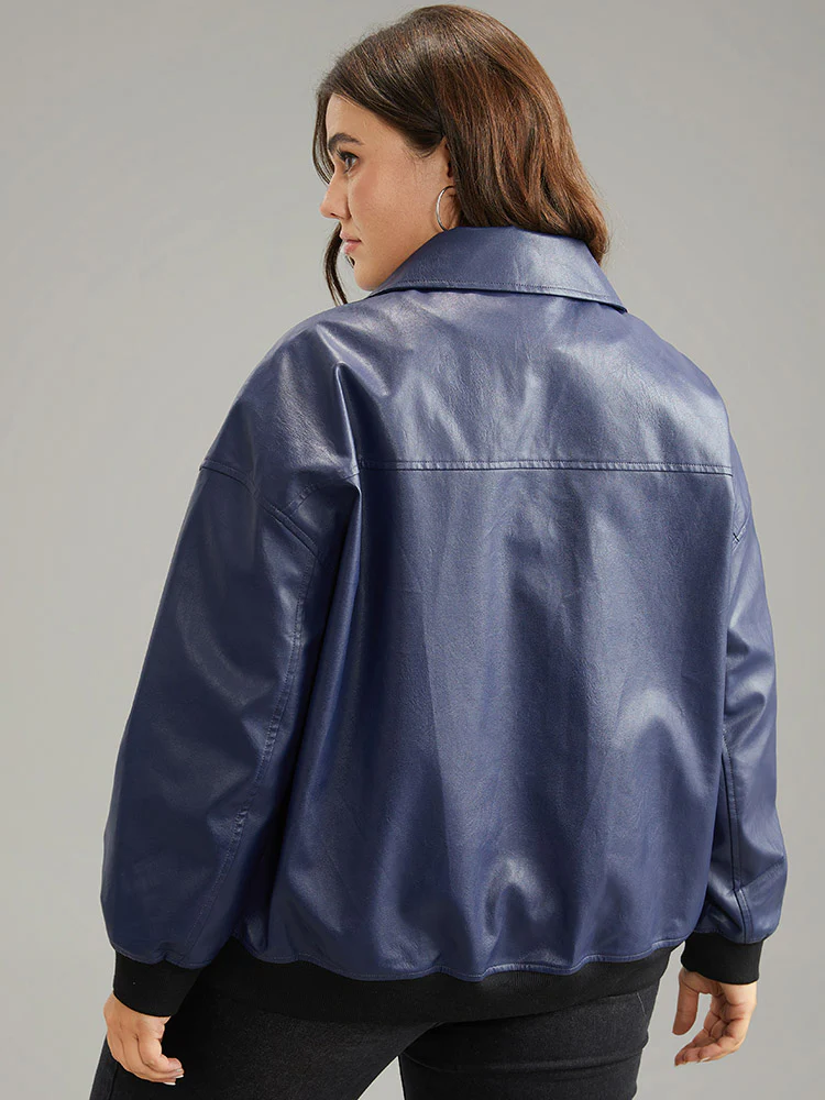 PU Patchwork Pocket Button Through Jacket - Image 2