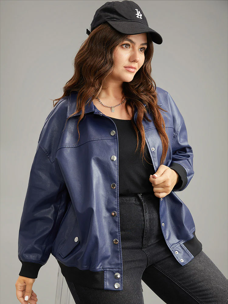 PU Patchwork Pocket Button Through Jacket - Image 3