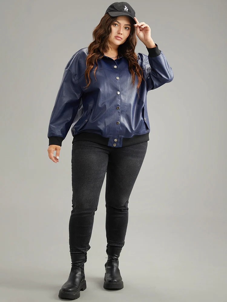 PU Patchwork Pocket Button Through Jacket - Image 4