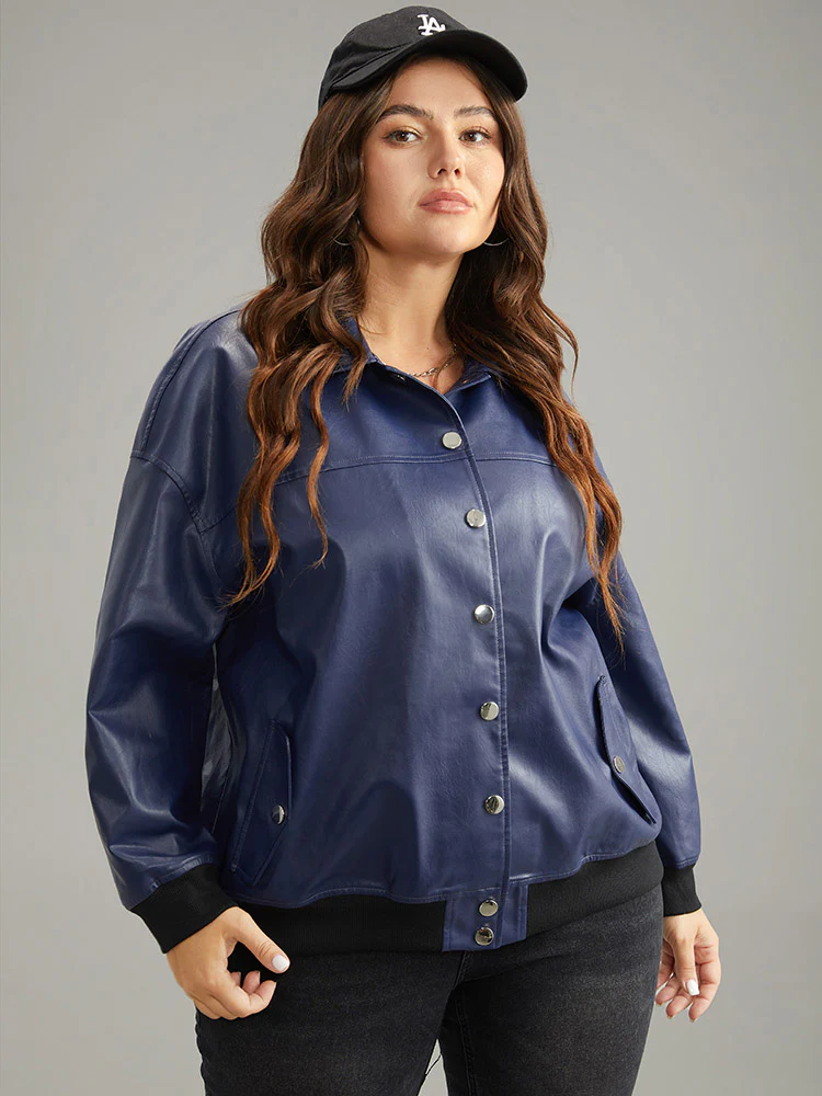PU Patchwork Pocket Button Through Jacket - Image 5