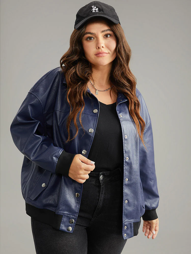 PU Patchwork Pocket Button Through Jacket - Image 6