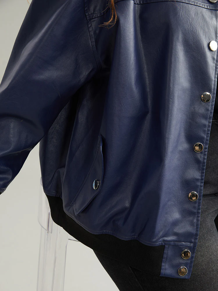 PU Patchwork Pocket Button Through Jacket - Image 7