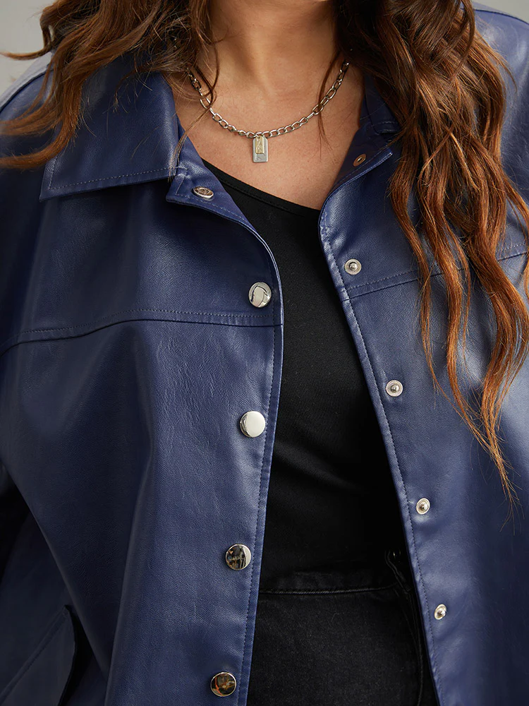 PU Patchwork Pocket Button Through Jacket - Image 8