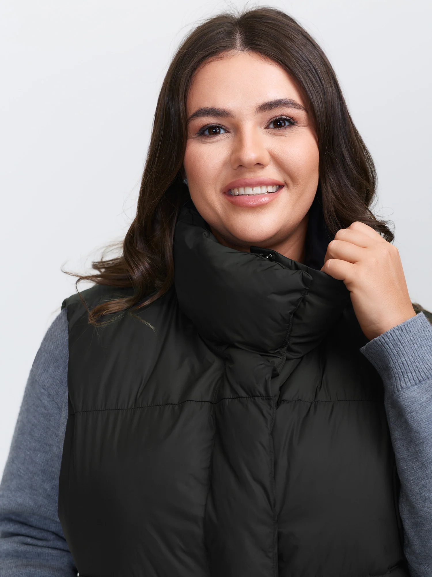 Puffer Zipper Front Quilted Vest - Image 2