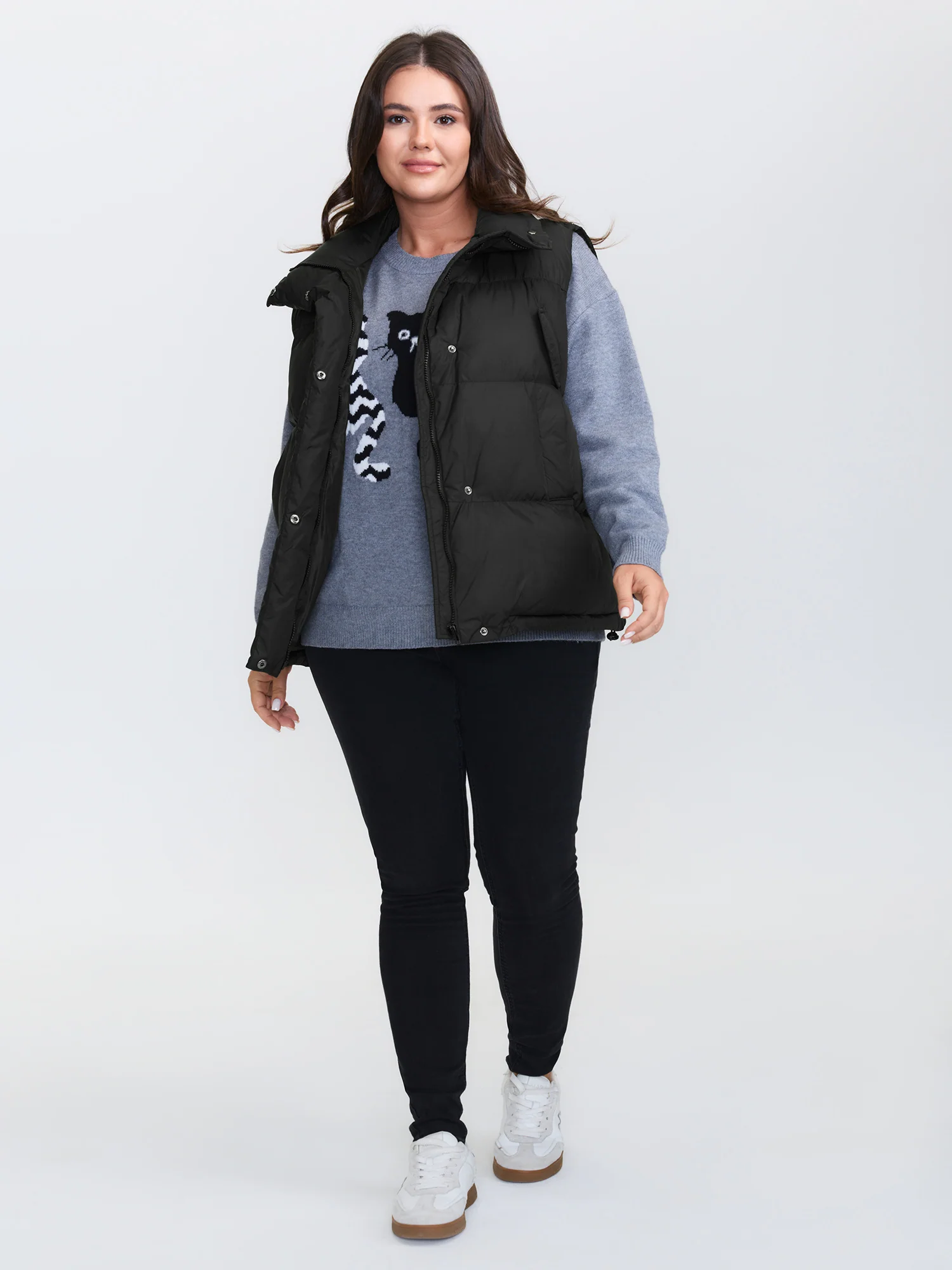 Puffer Zipper Front Quilted Vest - Image 3