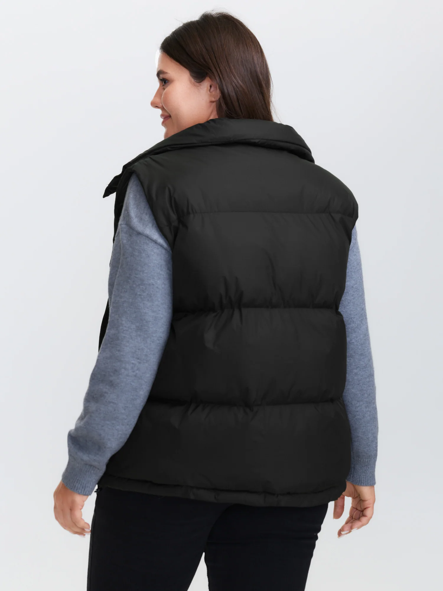 Puffer Zipper Front Quilted Vest - Image 5