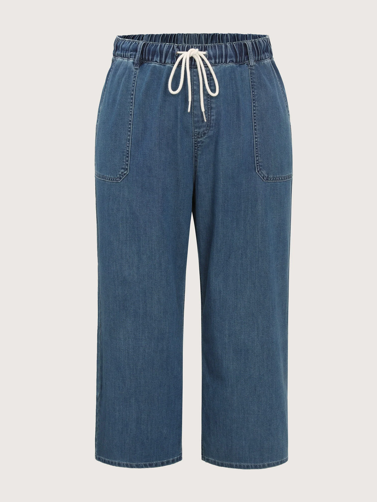 Pull-On Drawstring Elastic Waistband Wide-Leg Jeans - Image 10