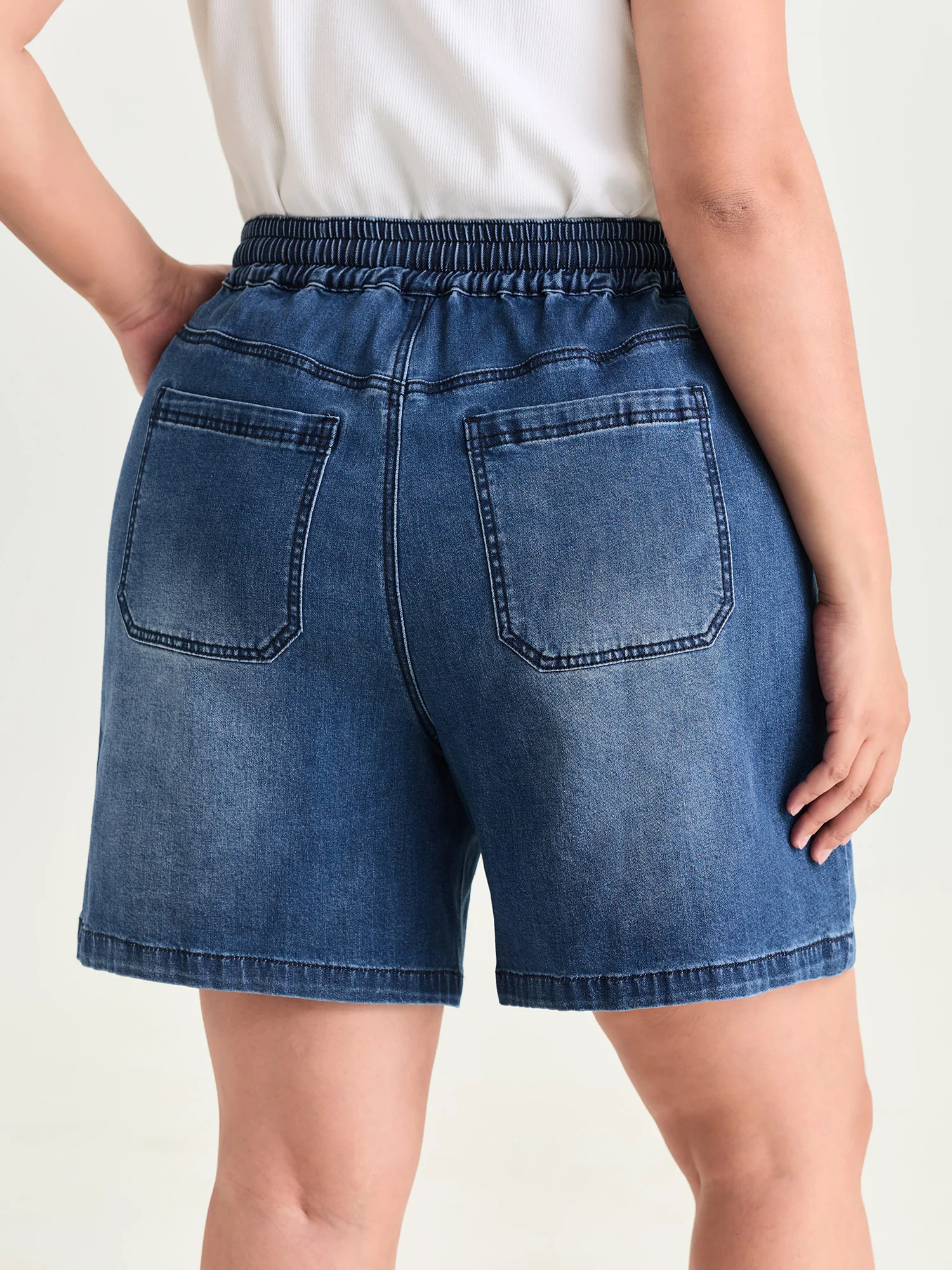 Pull-On Elastic Waist Denim Shorts - Image 6