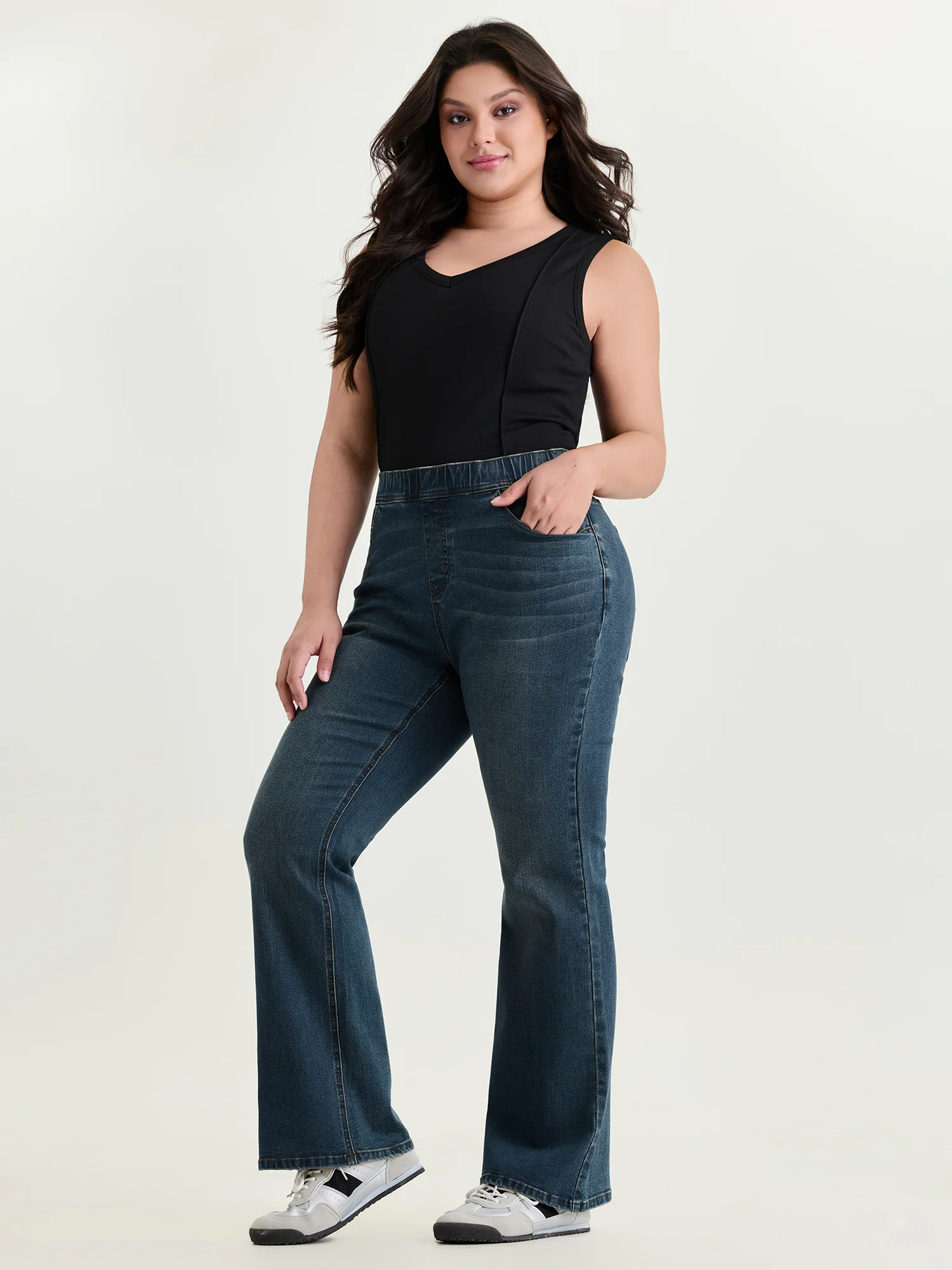 Pull-On Elastic Waistband Jeans