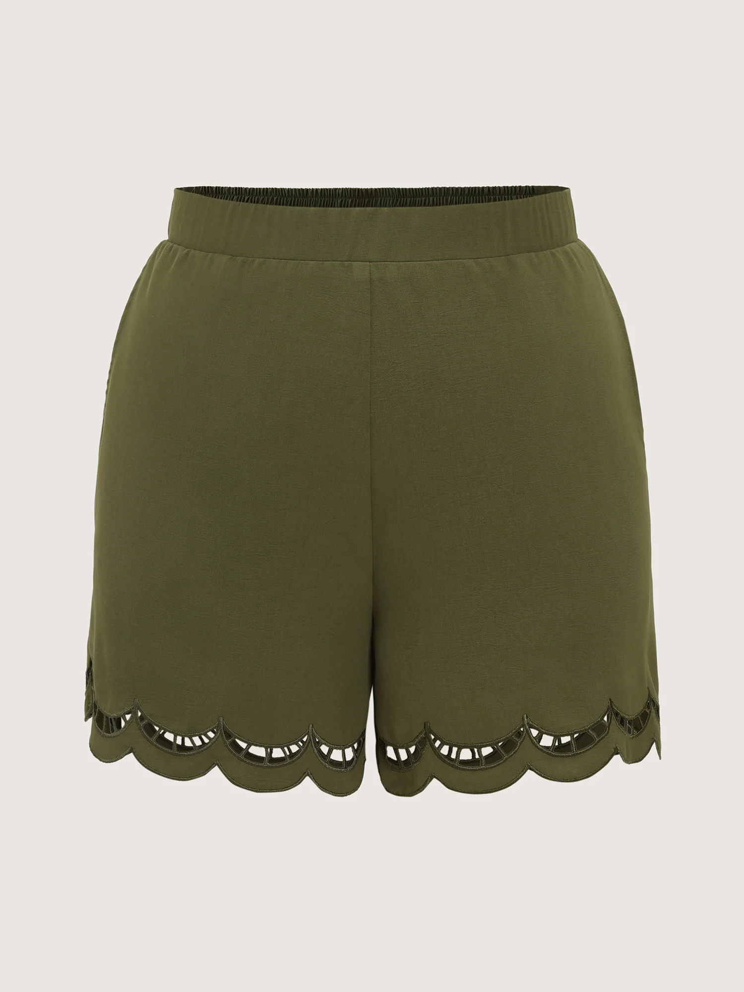 Pull-On Embroidered Scalloped Hem Shorts - Image 8