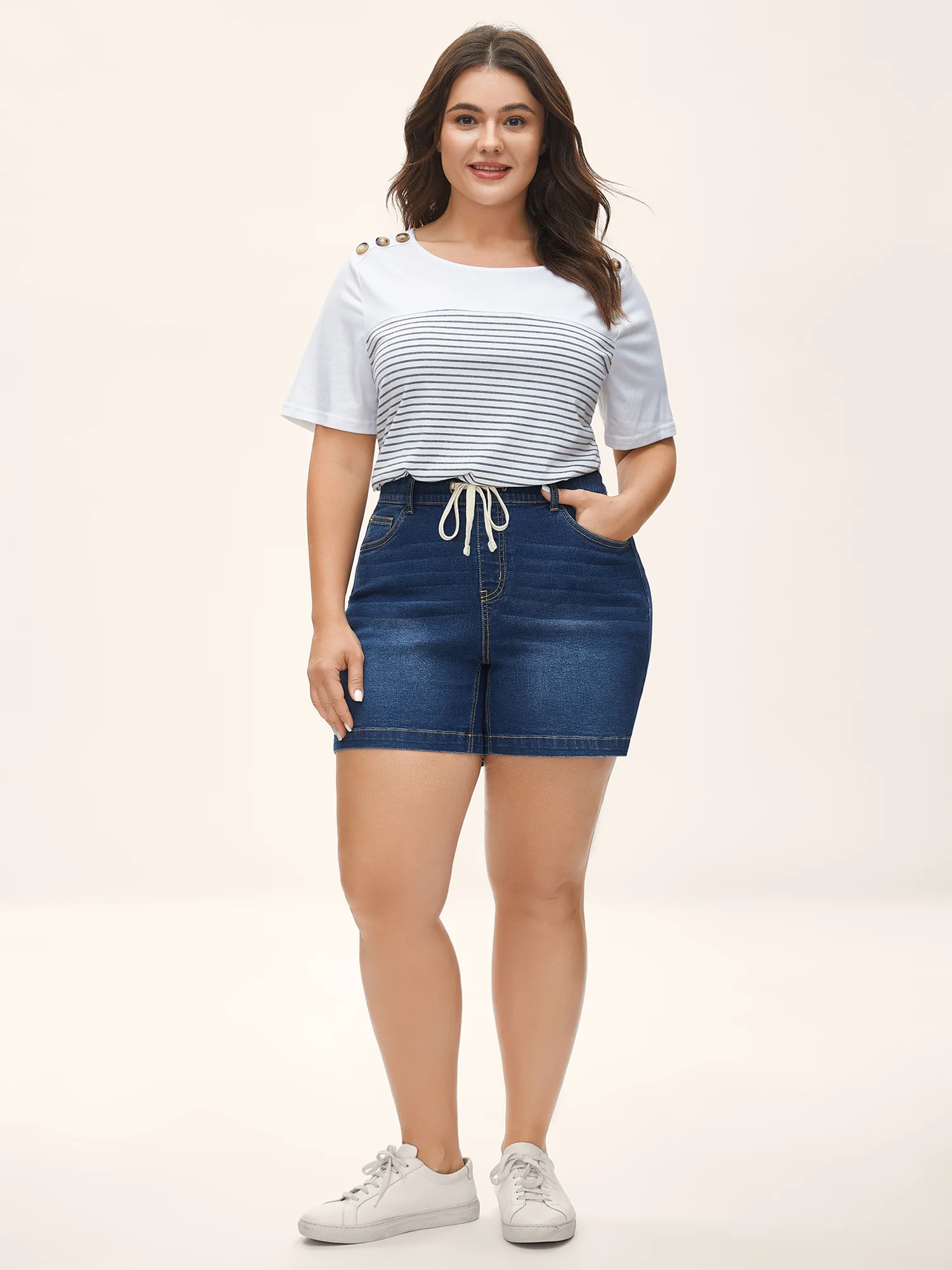 Pull-On Relaxed Fit Denim Shorts - Image 2