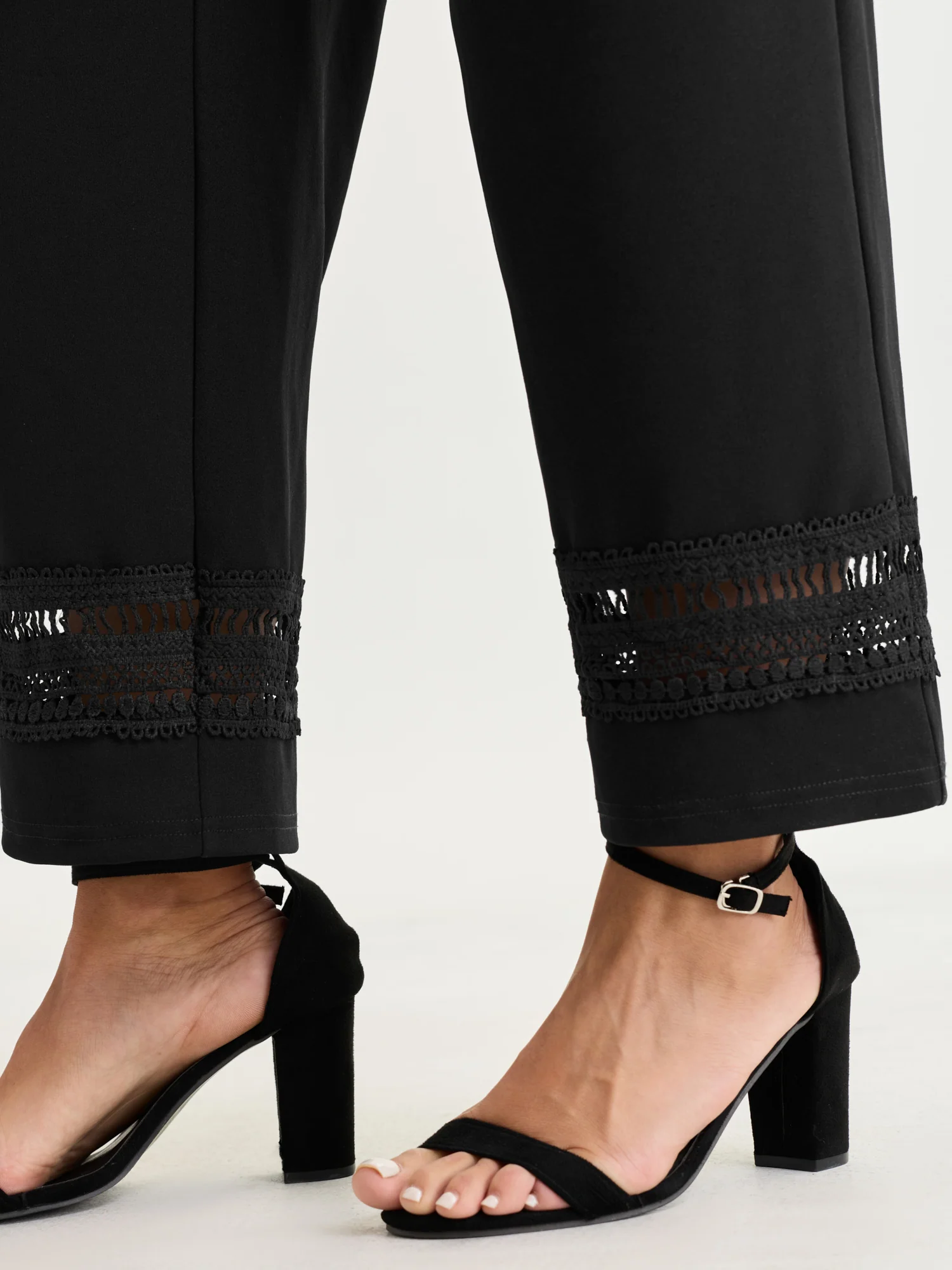 Pull-On Sheer Lace Hem Cuffed Pants - Image 5