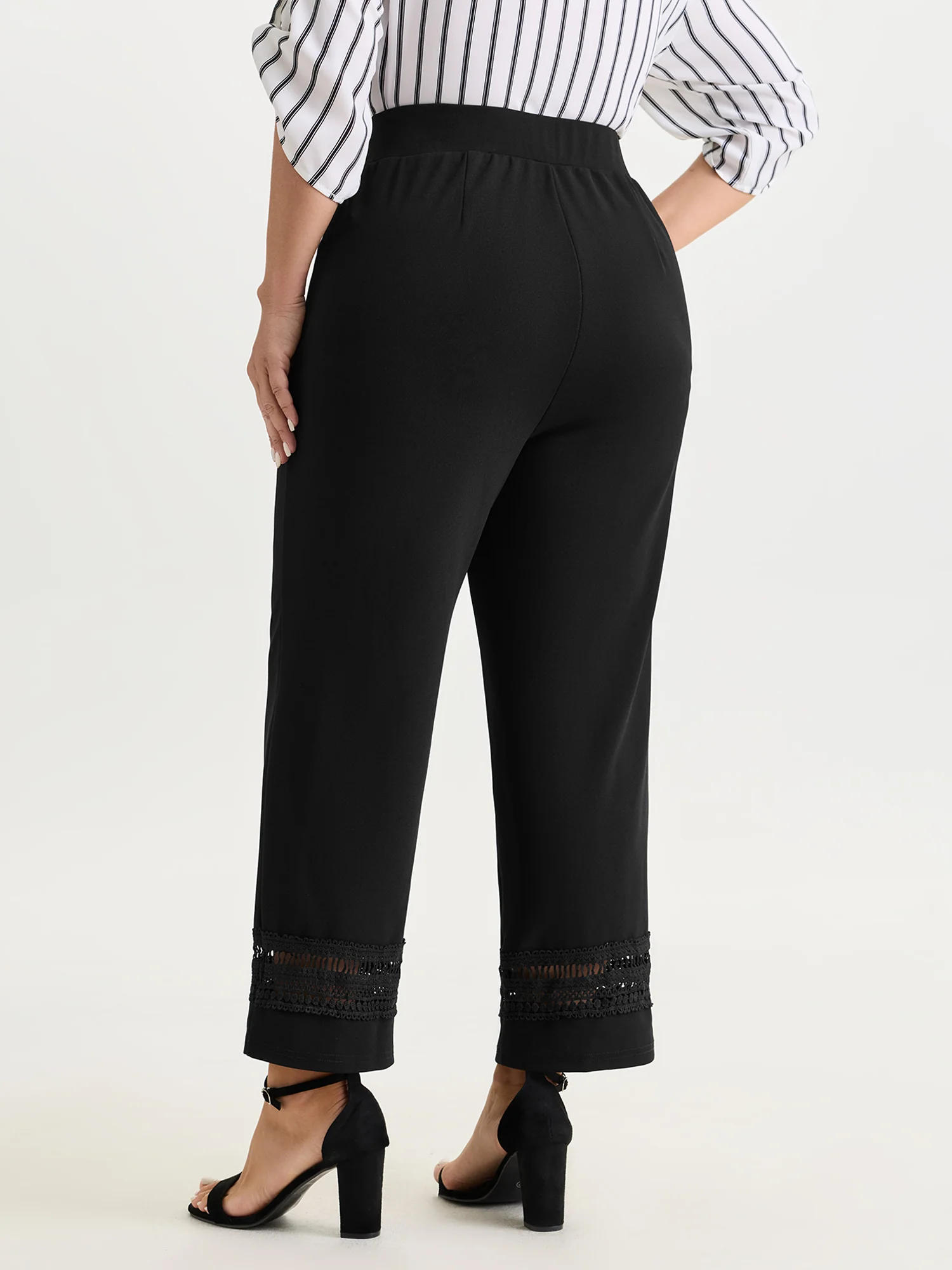 Pull-On Sheer Lace Hem Cuffed Pants - Image 6