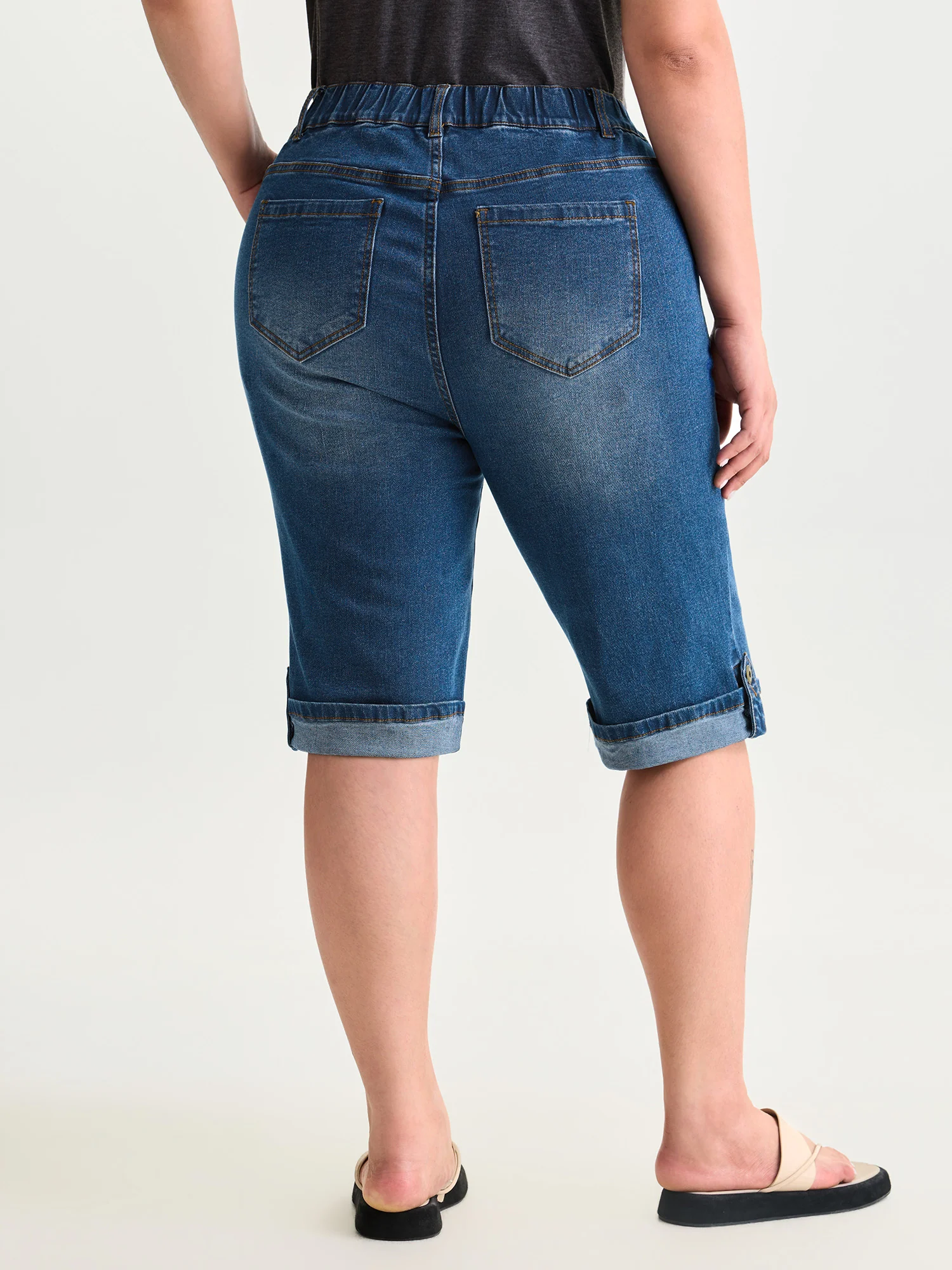 Pull-On Stretchy Denim Shorts - Image 5