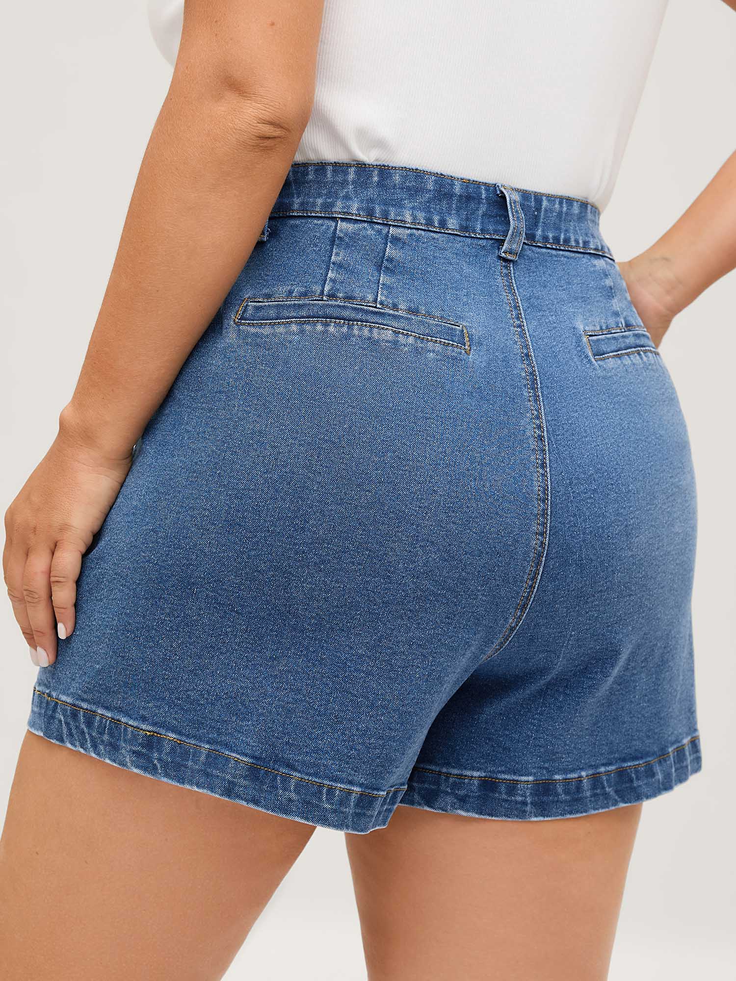 Pull-On Stretchy Waist Denim Shorts - Image 2