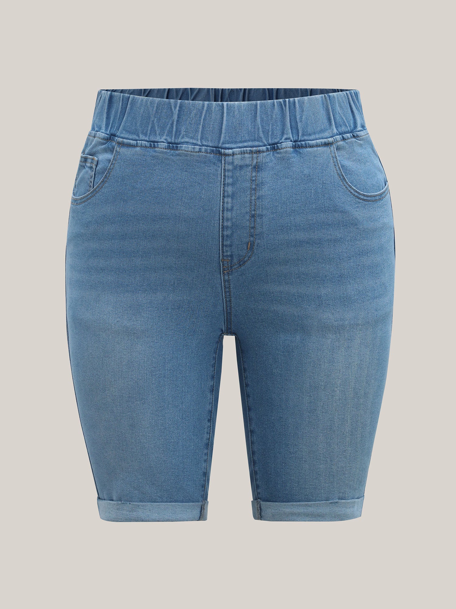 Pull-On Stretchy Skinny-Fit Denim Shorts - Image 8
