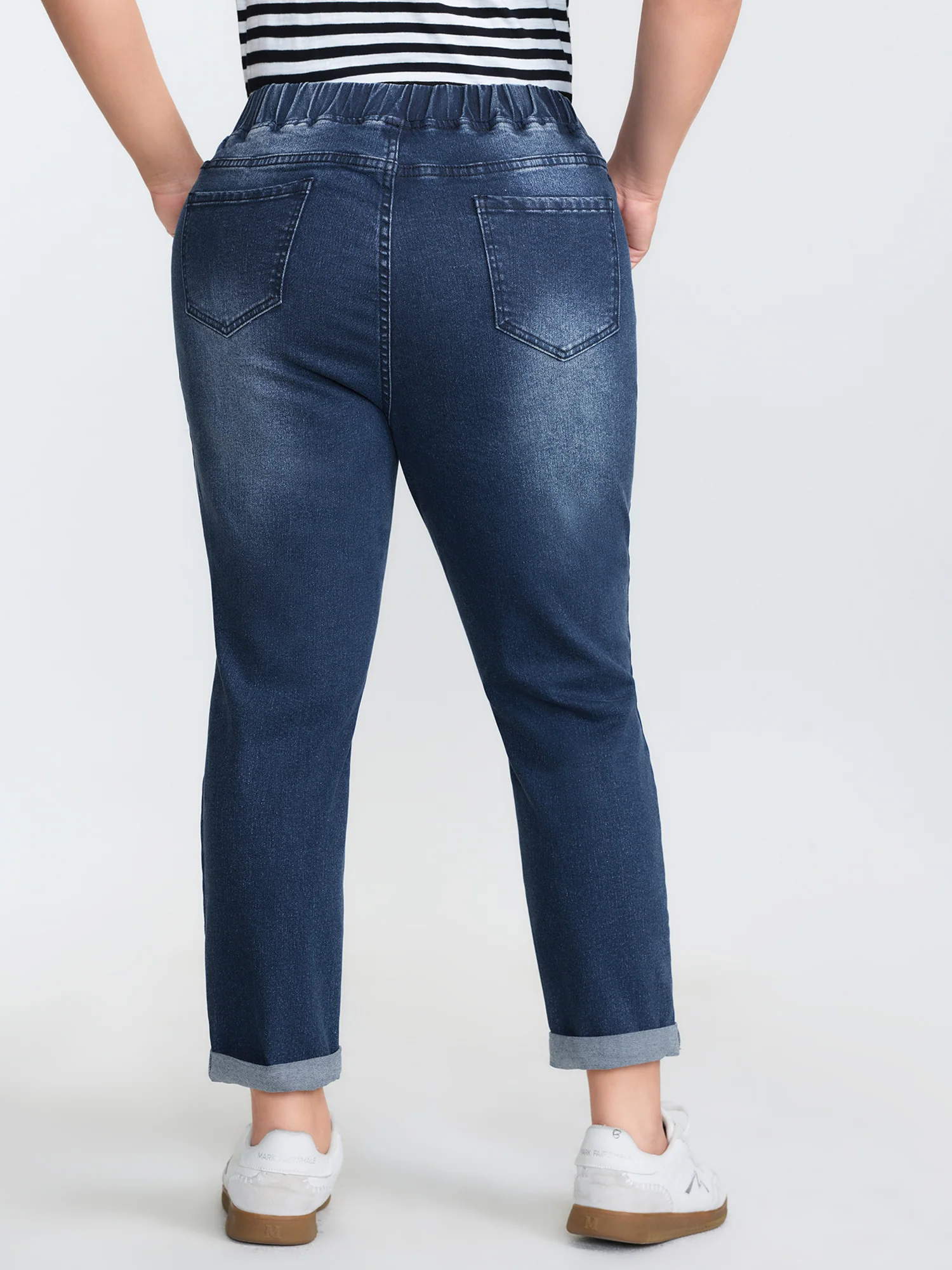 Pull-On Stretchy Waist Ripped Detail Jeans - Image 6