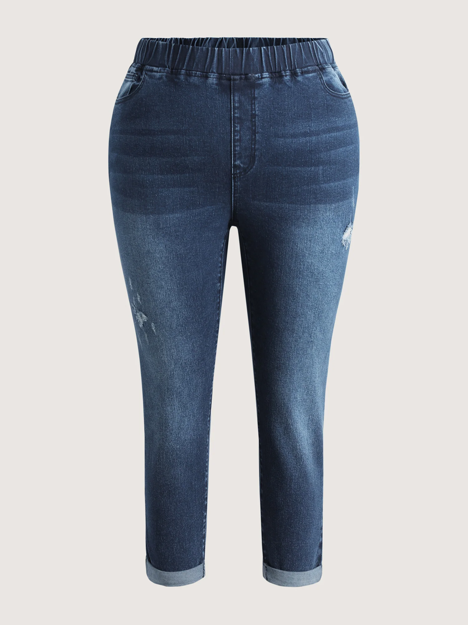 Pull-On Stretchy Waist Ripped Detail Jeans - Image 9