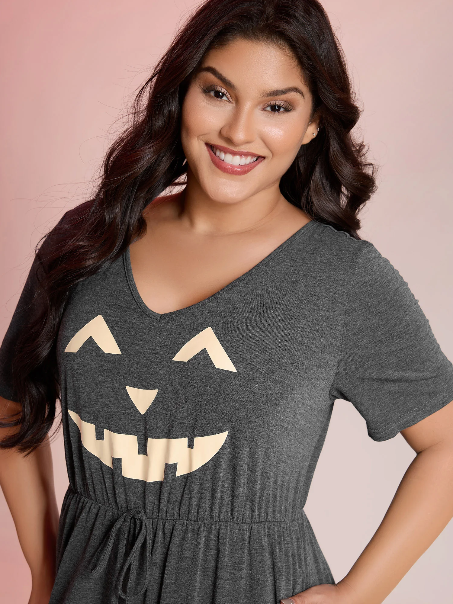 Spooky Pumpkin Comfy Knit Pajama Jumpsuit - Image 3