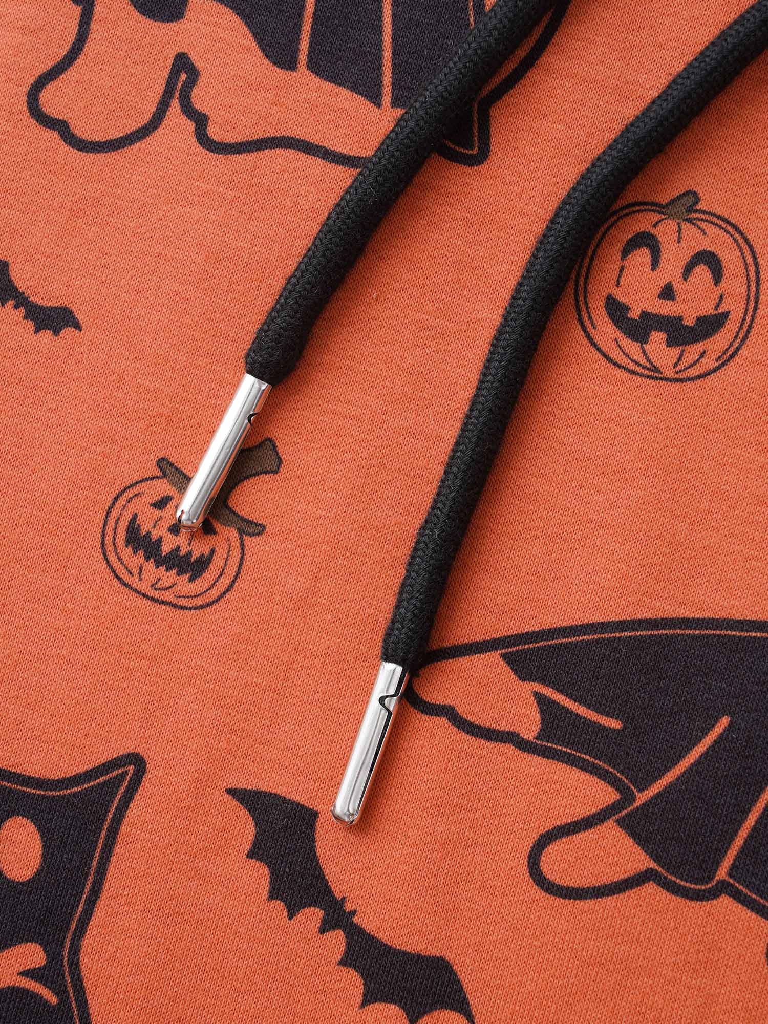 Pumpkin Cat Print Hooded Midi Lounge Dress - Image 18