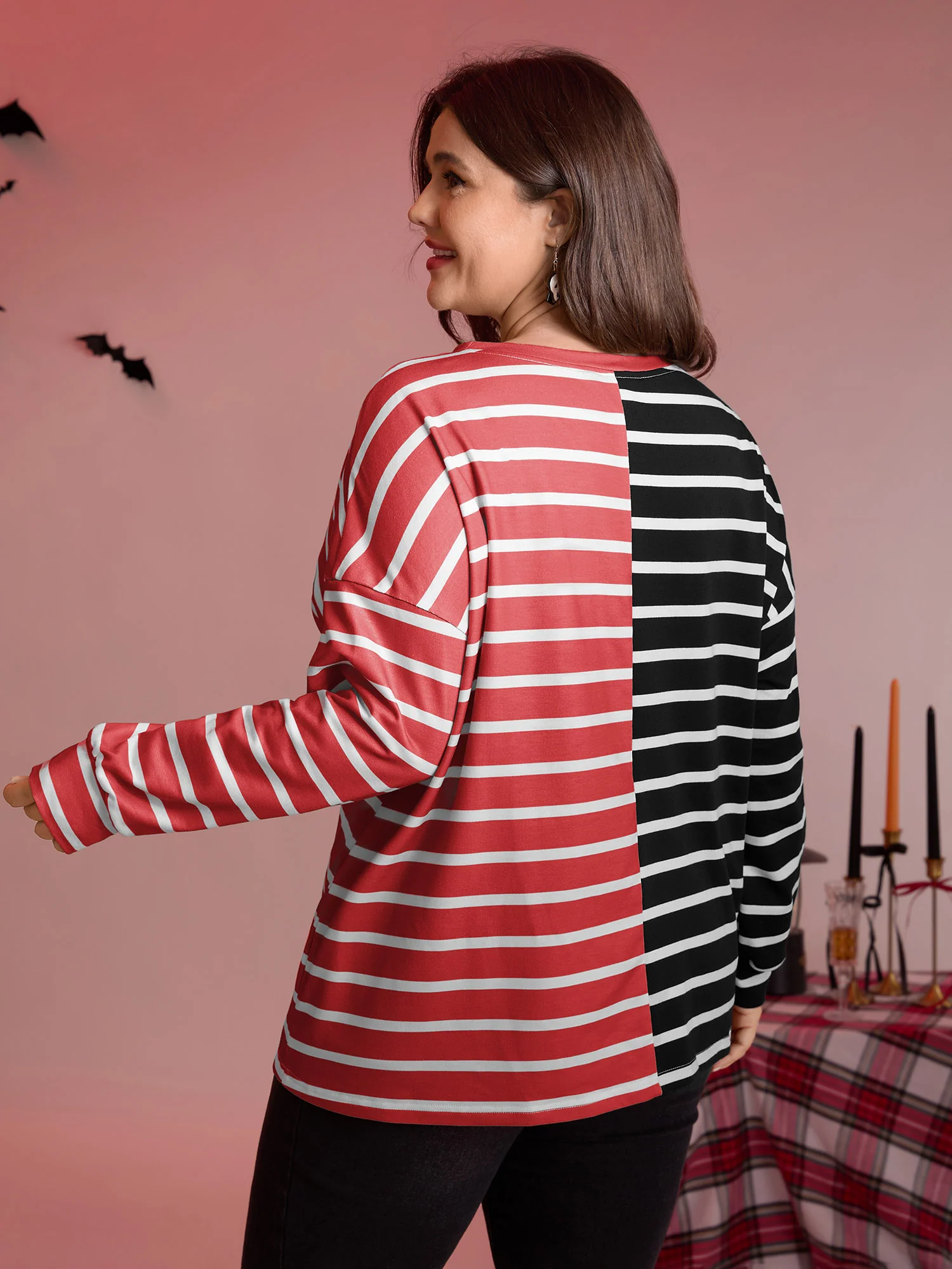 Pumpkin Contrast Stripes Full Sleeve Sweatshirt - Image 10
