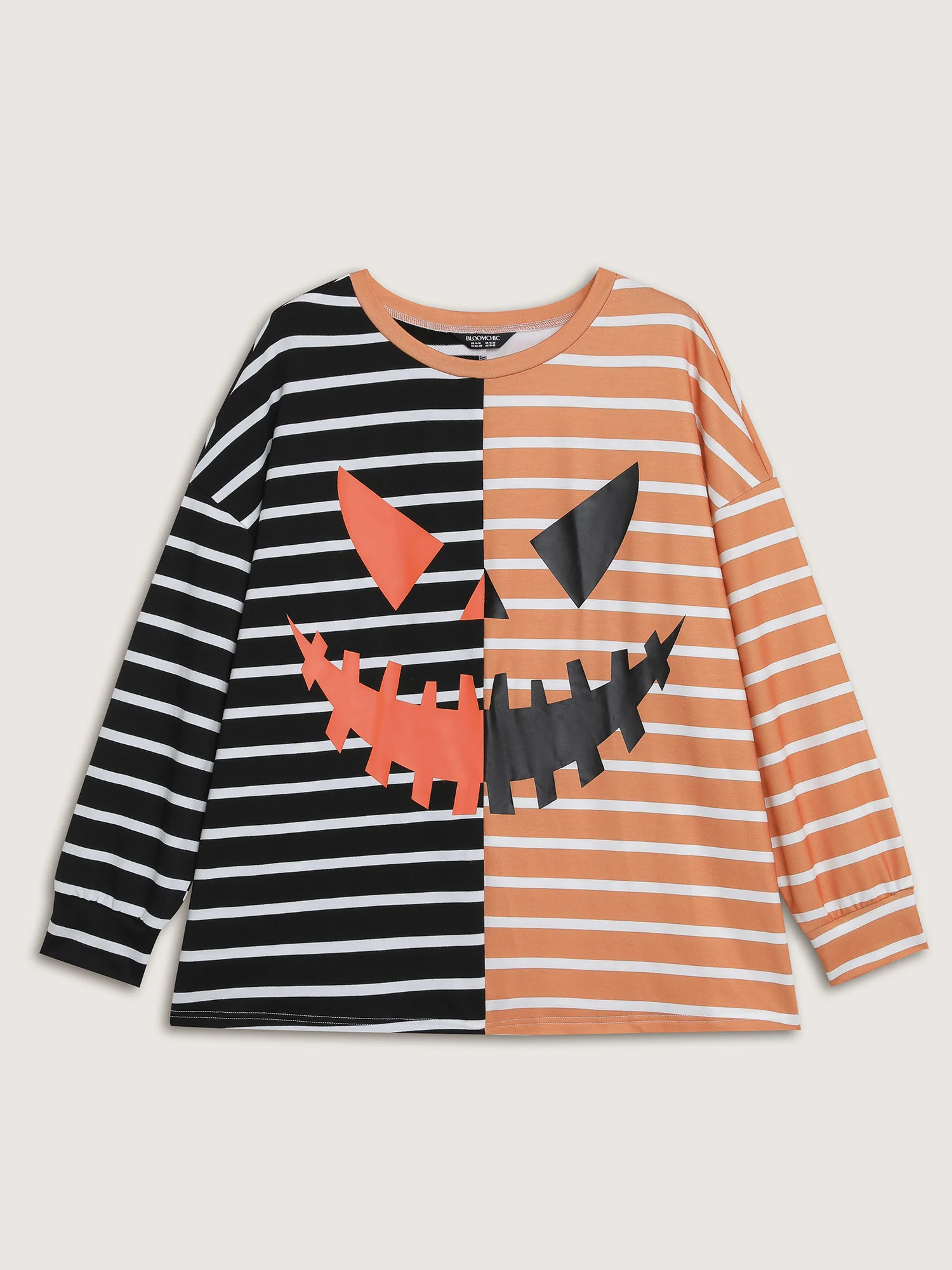 Pumpkin Contrast Stripes Full Sleeve Sweatshirt - Image 6