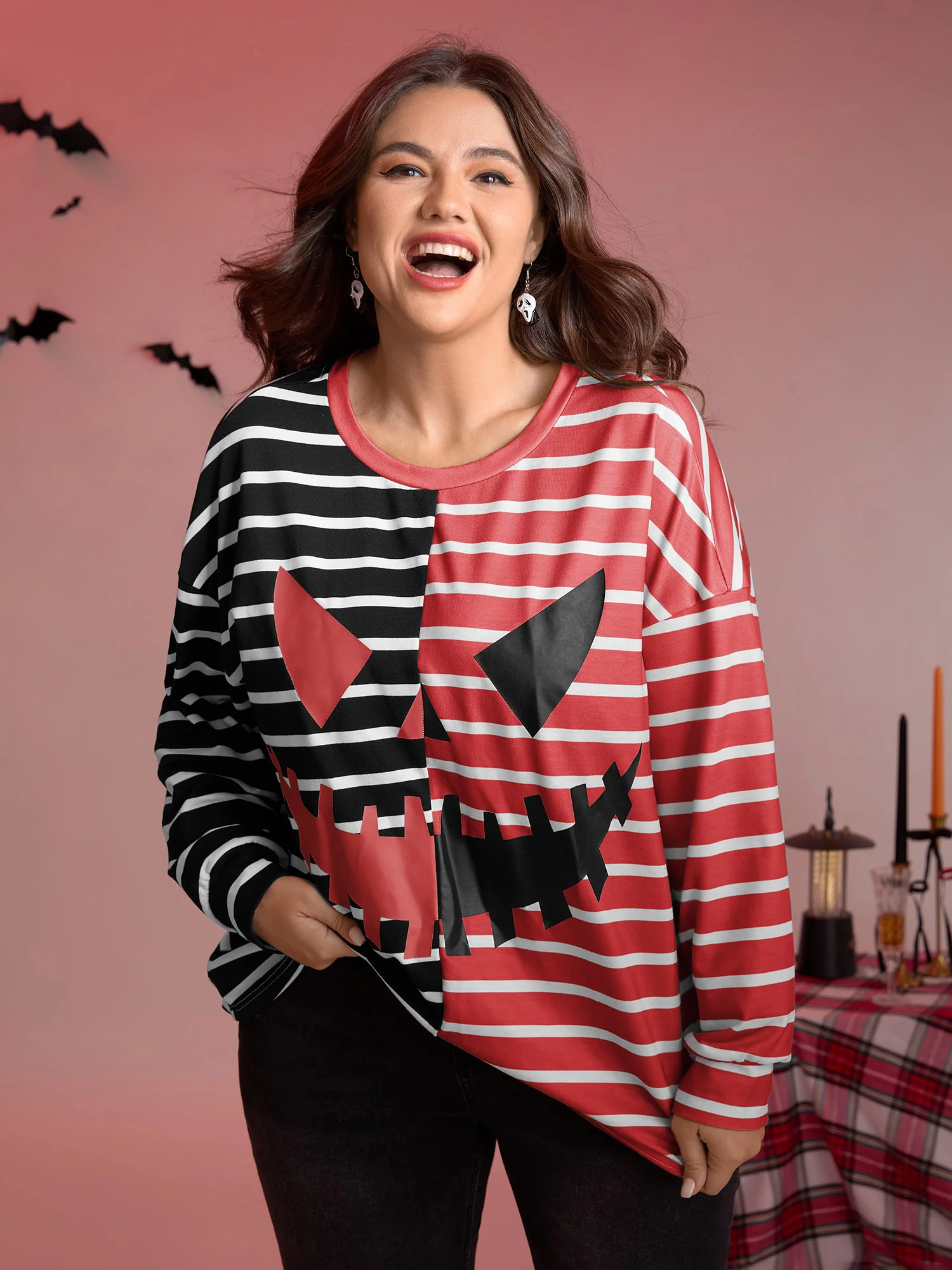 Pumpkin Contrast Stripes Full Sleeve Sweatshirt - Image 7