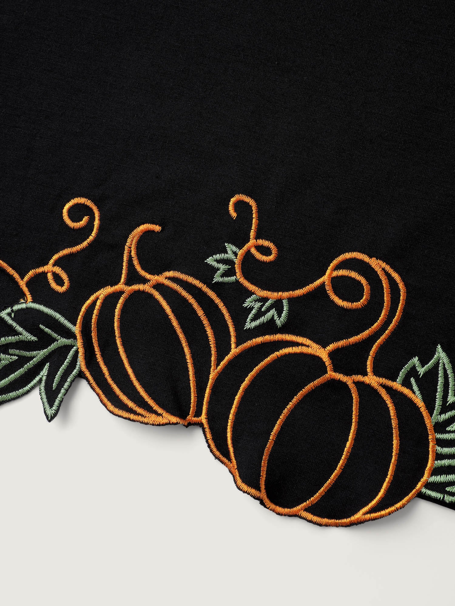 Pumpkin Embroidered Hem Solid T-Shirt - Image 5