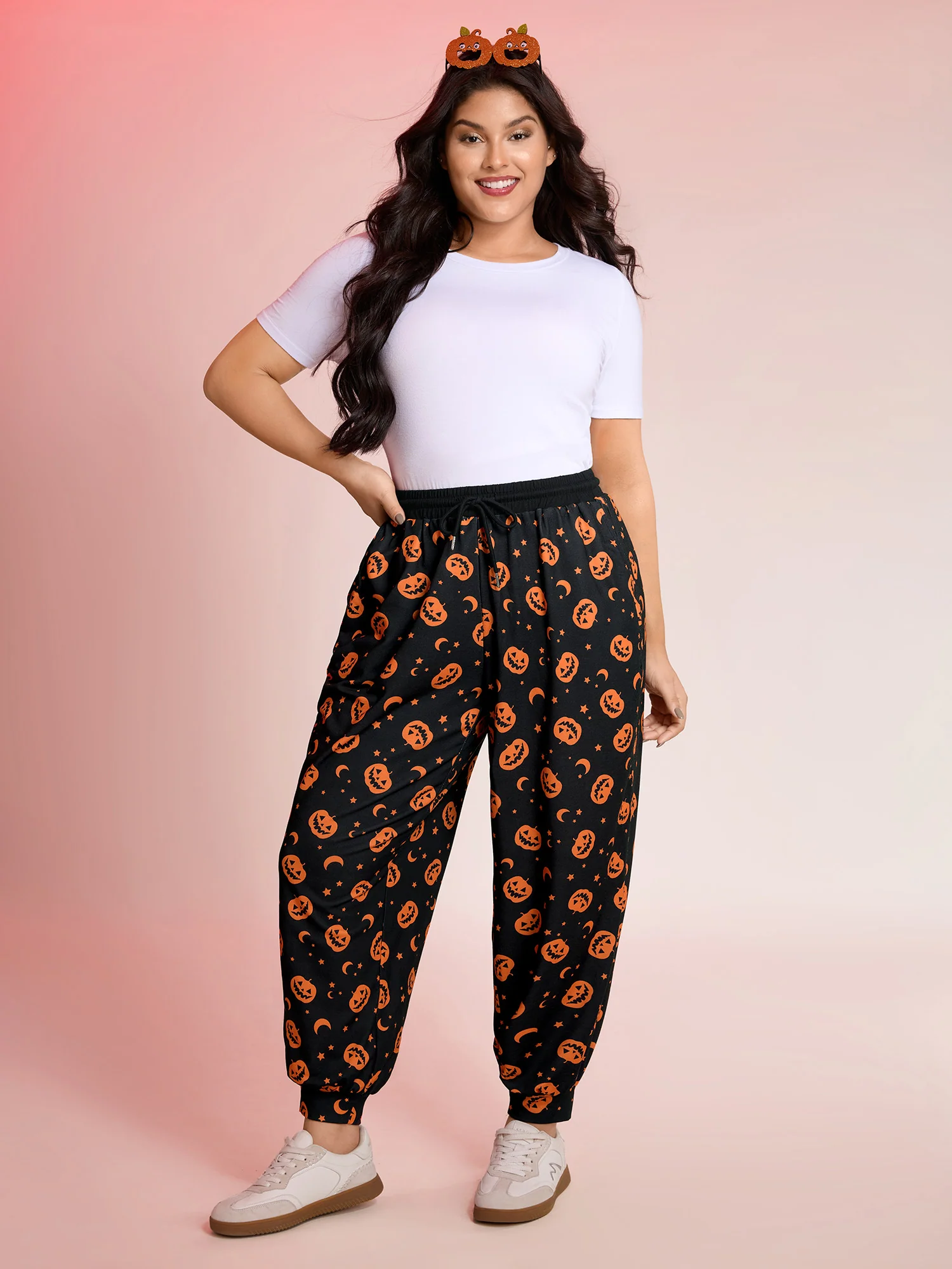 Pumpkin Halloween Drawstring Jogger Pants - Image 2