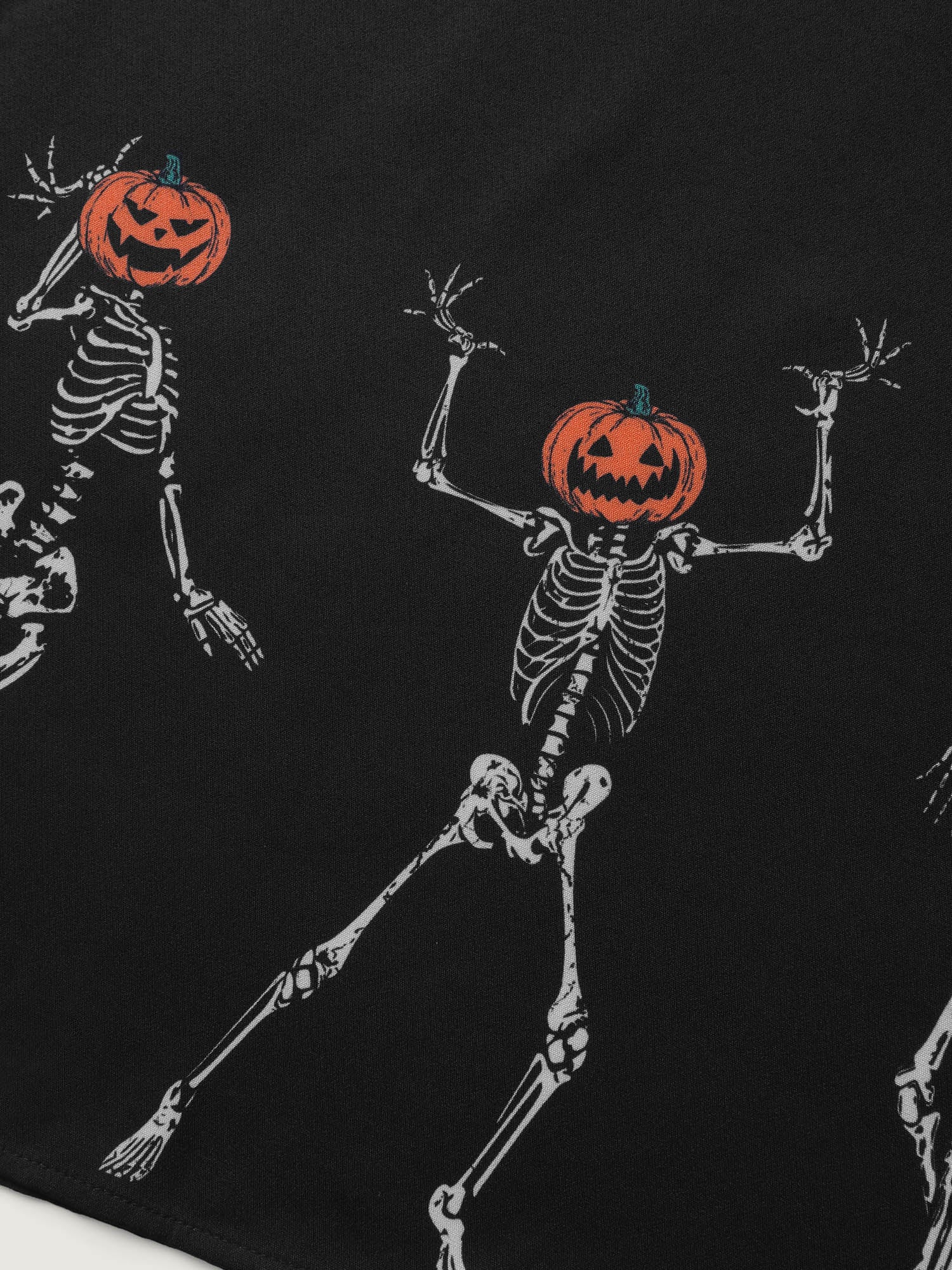 Pumpkin Head Skeleton Print Flared Midi Dress - Image 8