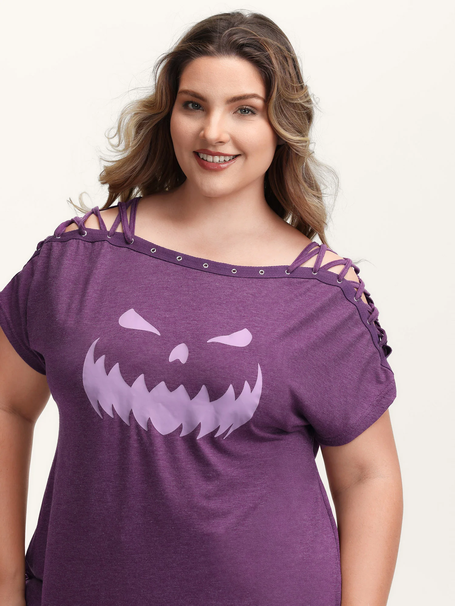 Pumpkin Motif Strap Loop Shoulder T-Shirt - Image 9