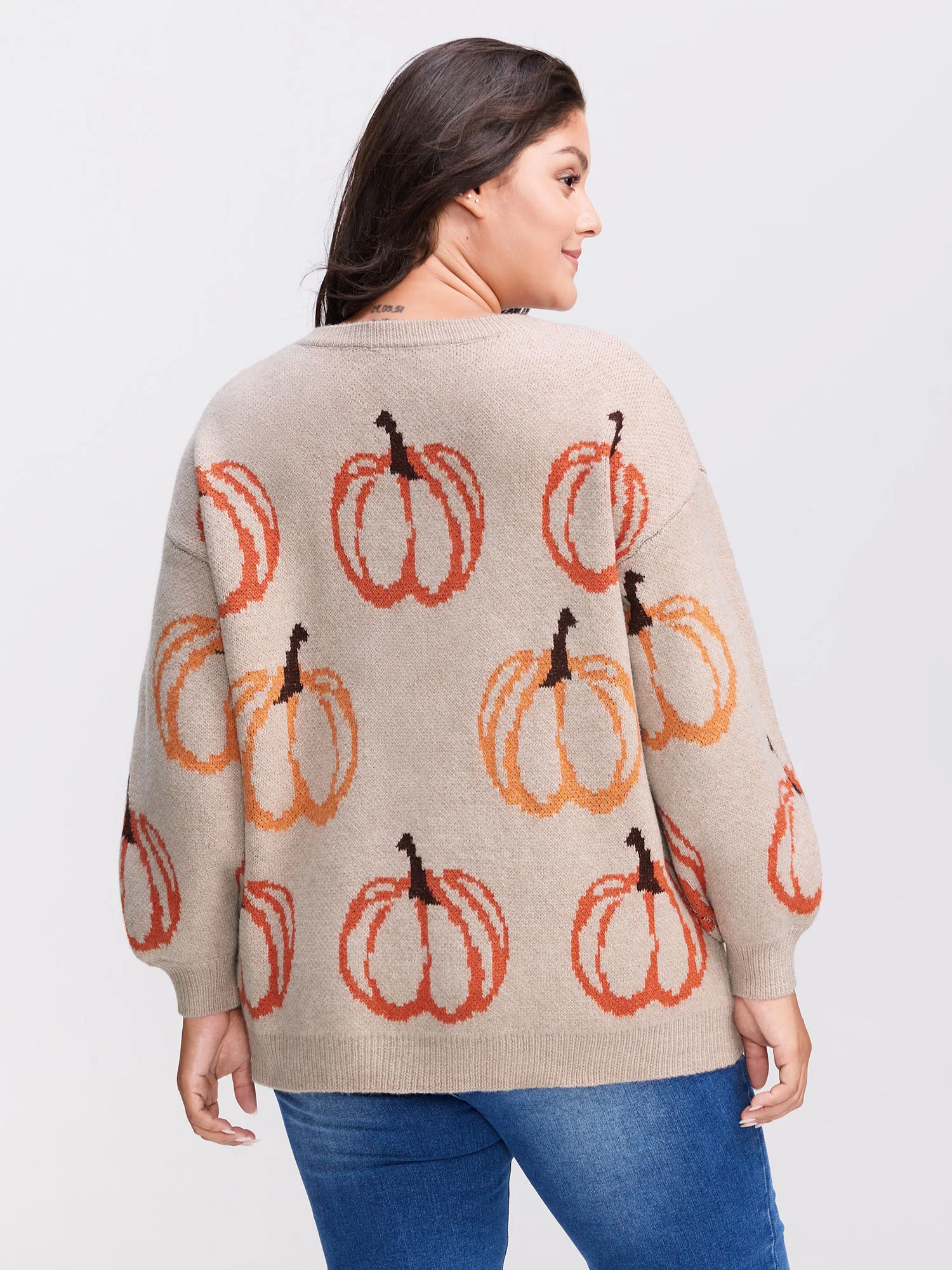 Pumpkin Patch Print Drop Shoulder Pullover - Image 20