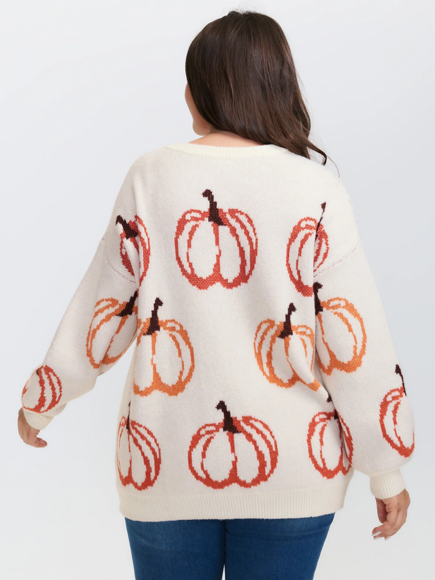 Pumpkin Patch Print Drop Shoulder Pullover - Image 4