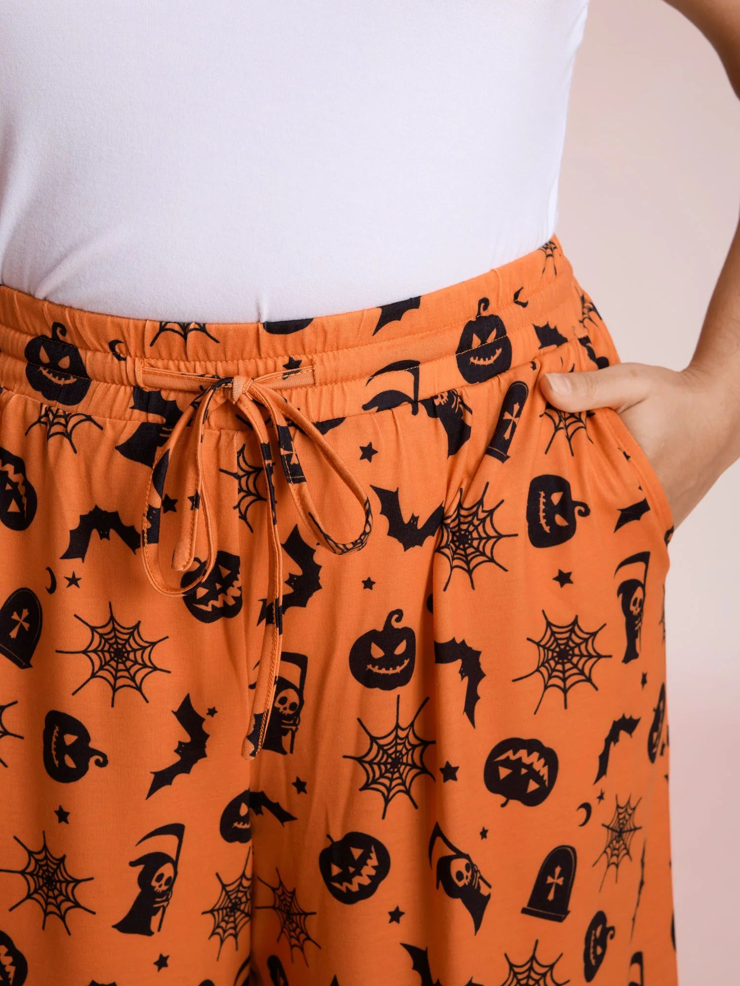 Pumpkin Patch Print Wide-Leg Lounge Bottoms - Image 3