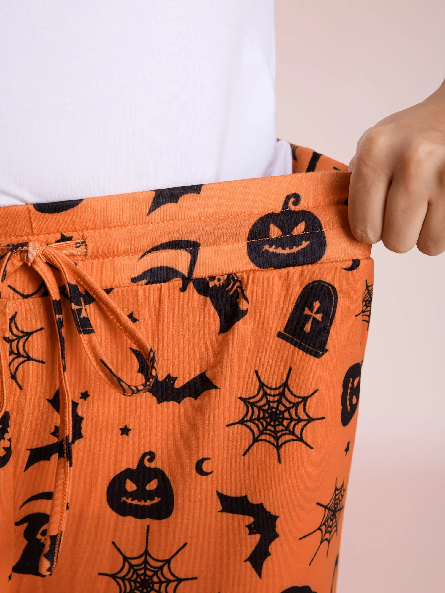 Pumpkin Patch Print Wide-Leg Lounge Bottoms - Image 4