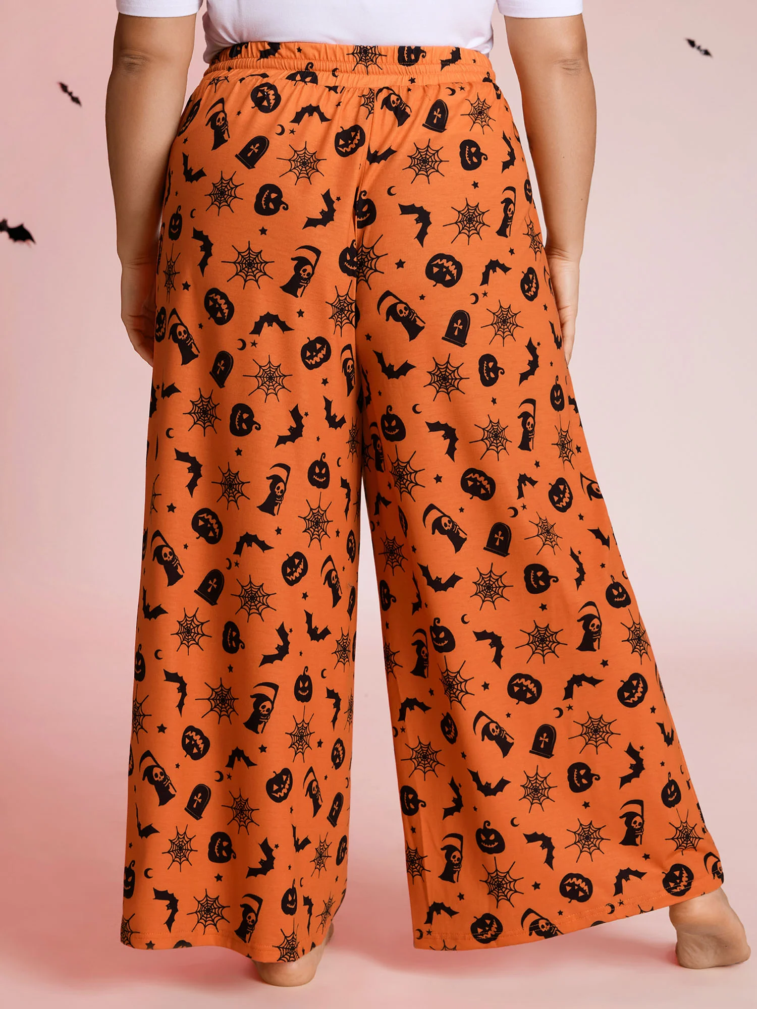 Pumpkin Patch Print Wide-Leg Lounge Bottoms - Image 5