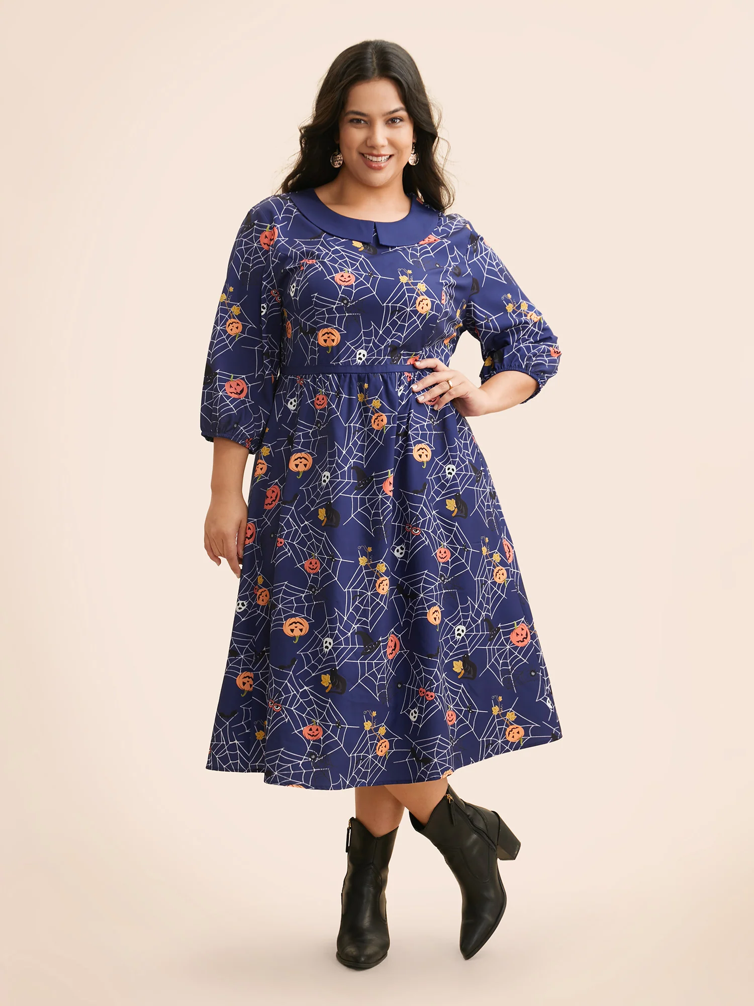 Pumpkin Patch Retro Collared Midi Dress - Image 3