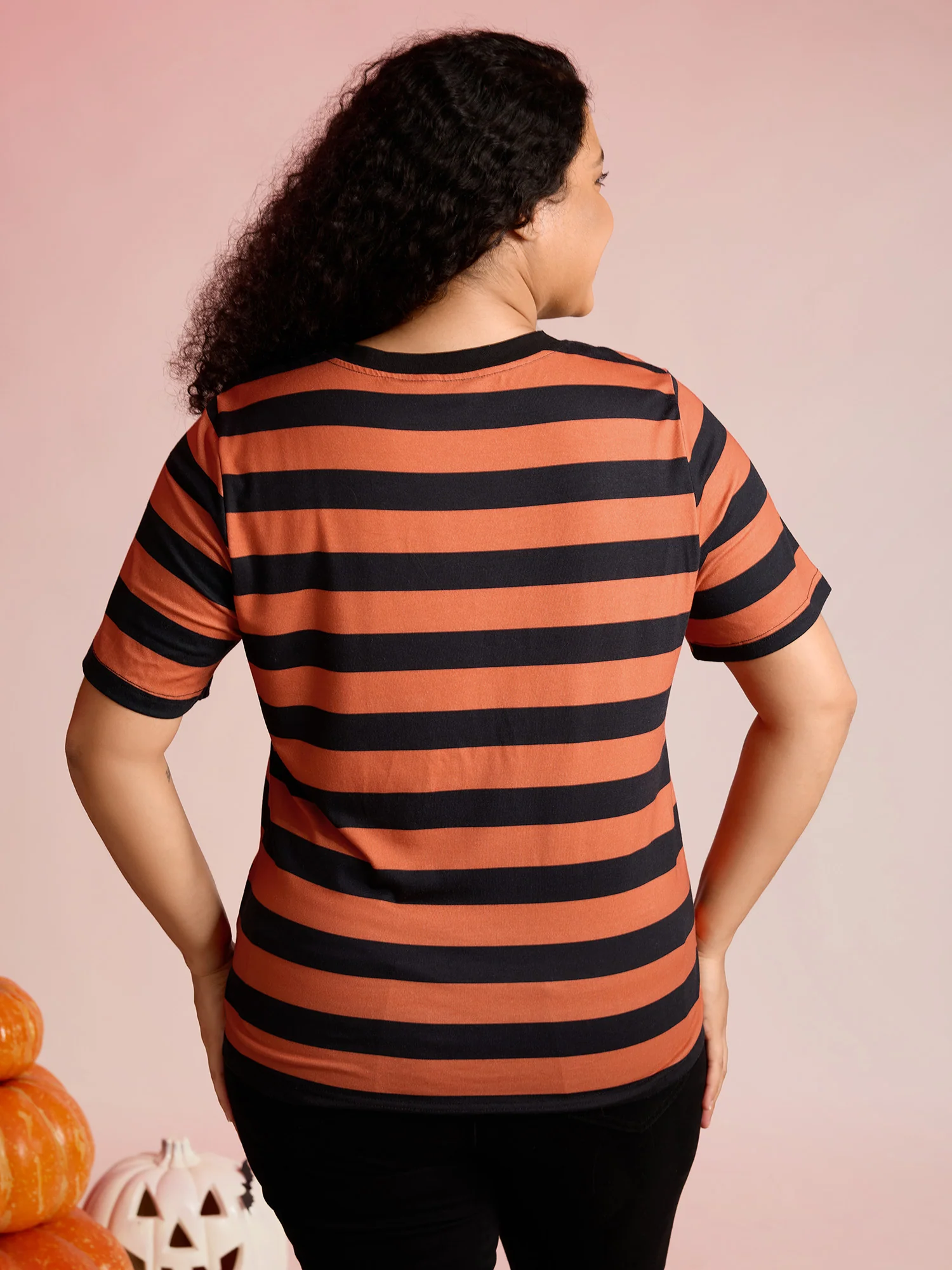 Pumpkin Patch Stripe Heart Cut-Out T-Shirt - Image 4