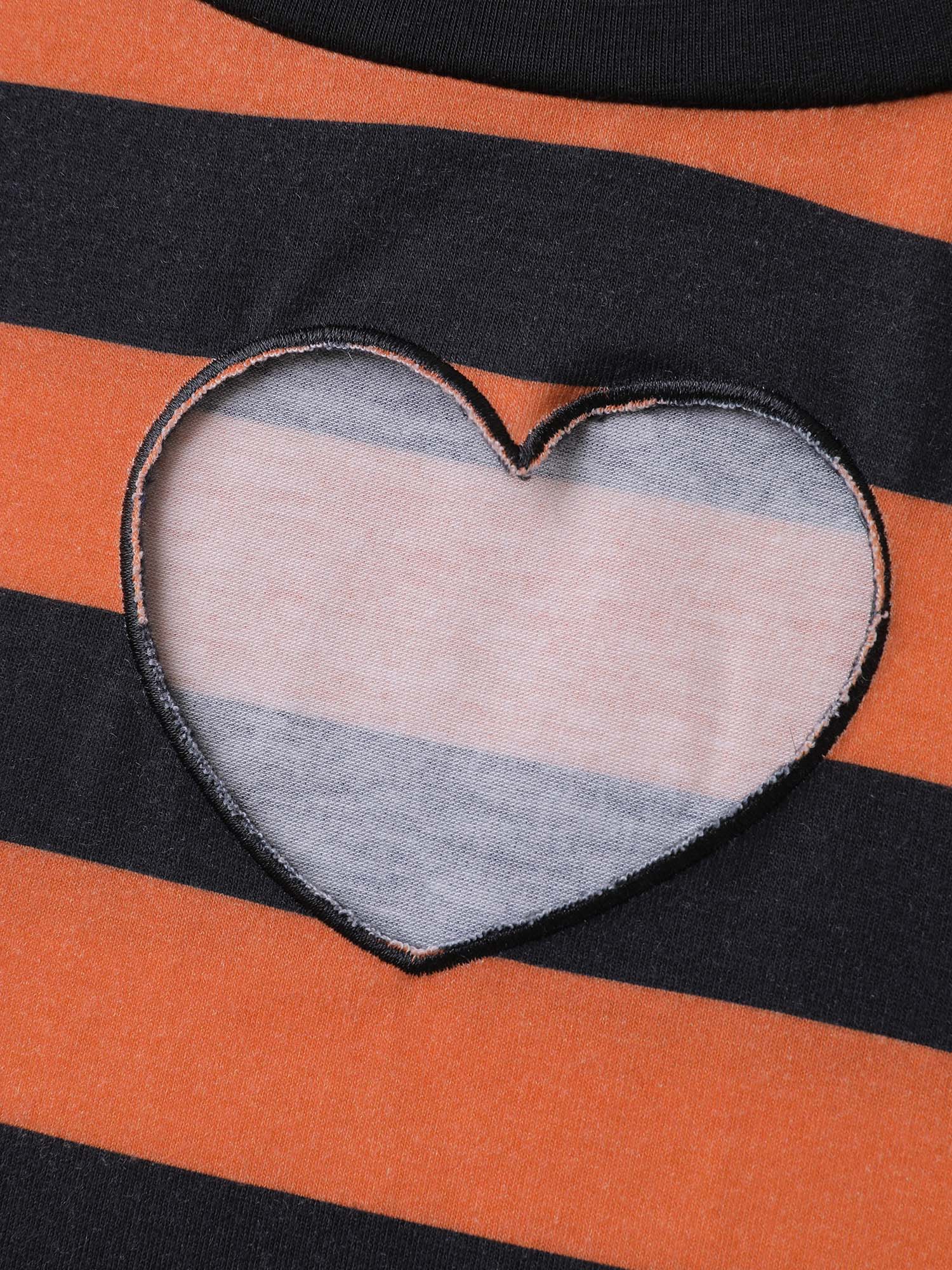 Pumpkin Patch Stripe Heart Cut-Out T-Shirt - Image 5