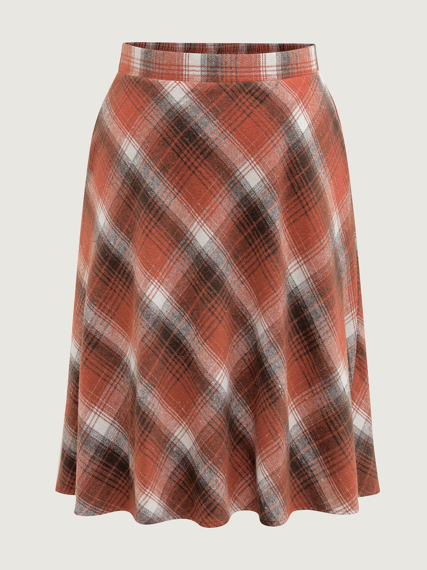 Pumpkin Plaid Print Halloween Midi Skirt - Image 8