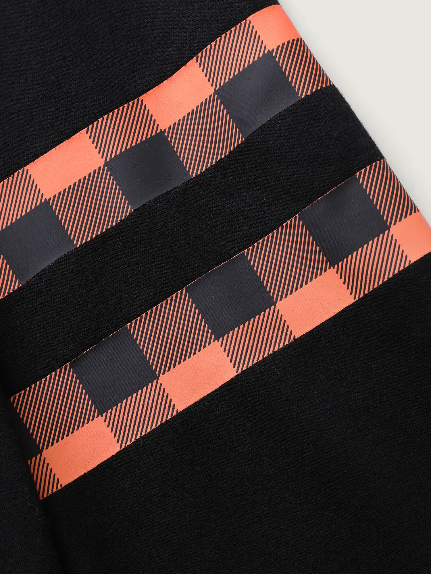 Pumpkin Plaid Print Solid Hoodie - Image 6