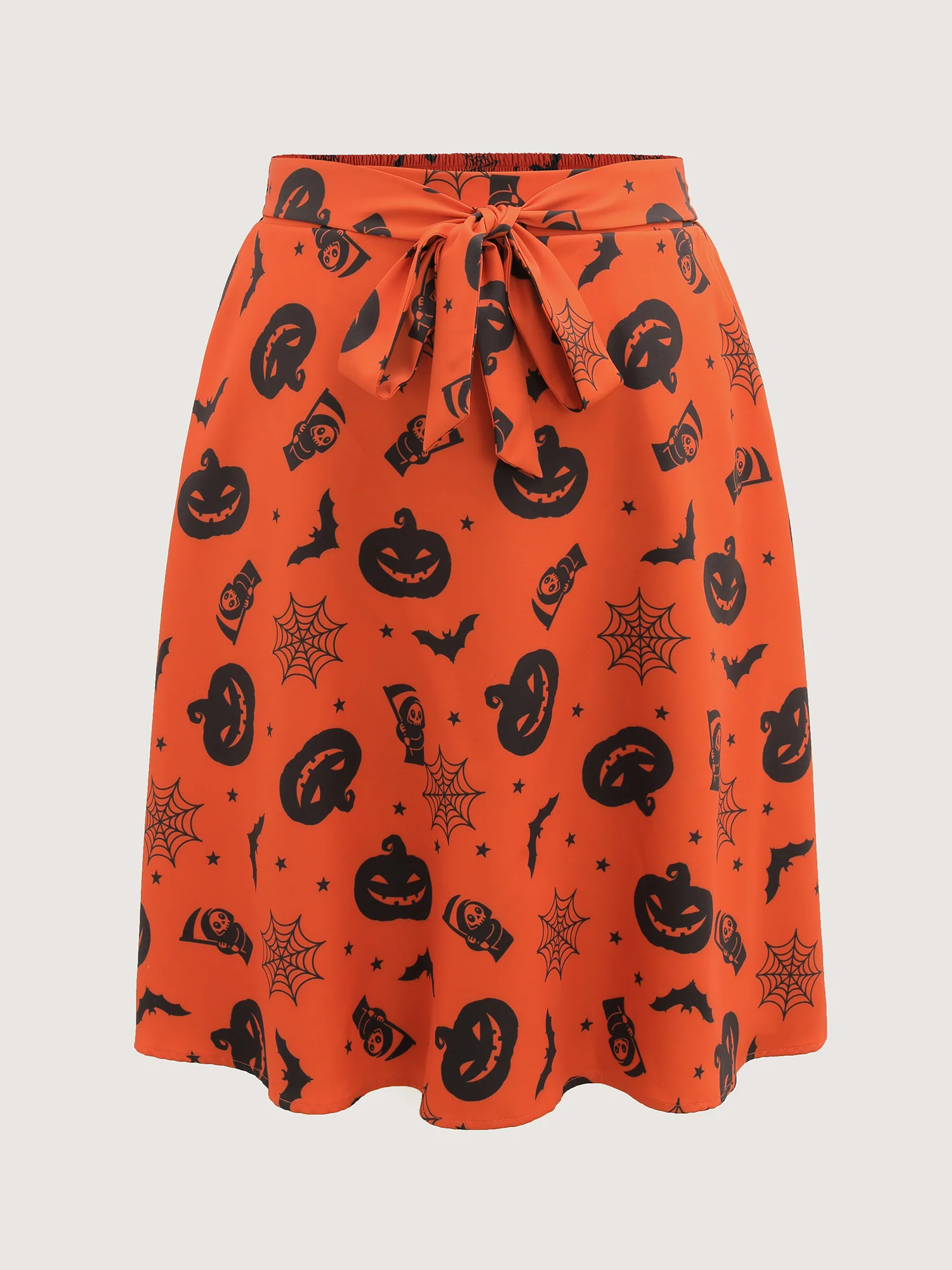 Pumpkin Print Belted Maxi Skirt - Image 8