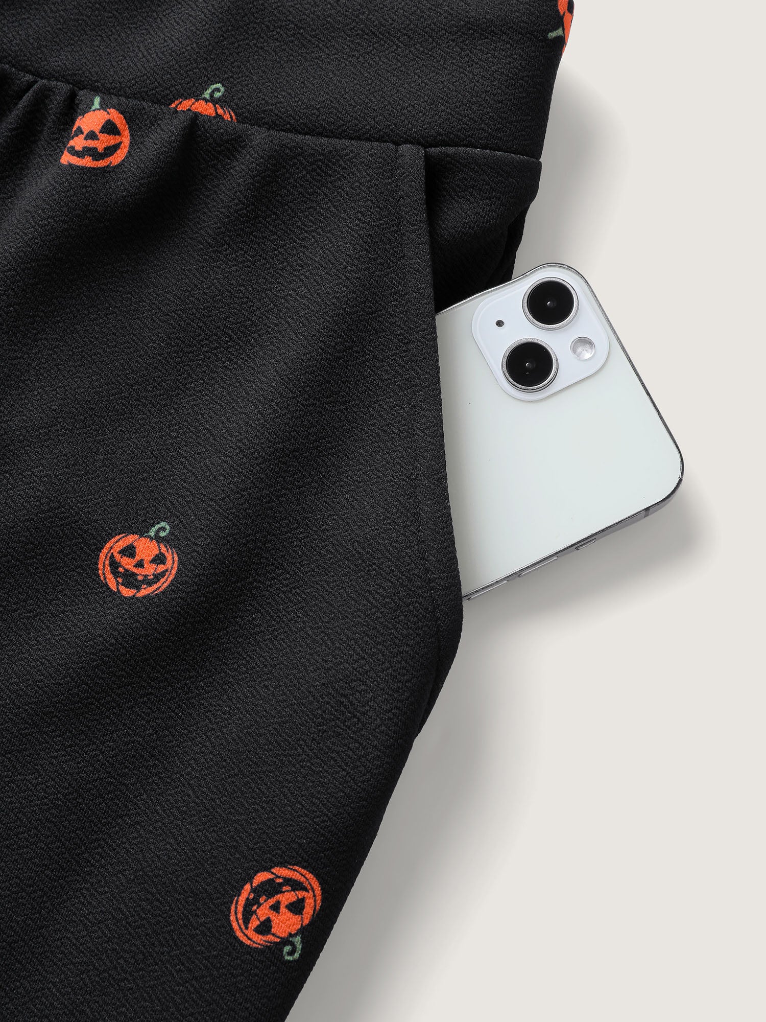 Pumpkin Print Stretchy Overall Strap Jumpsuit - Image 6